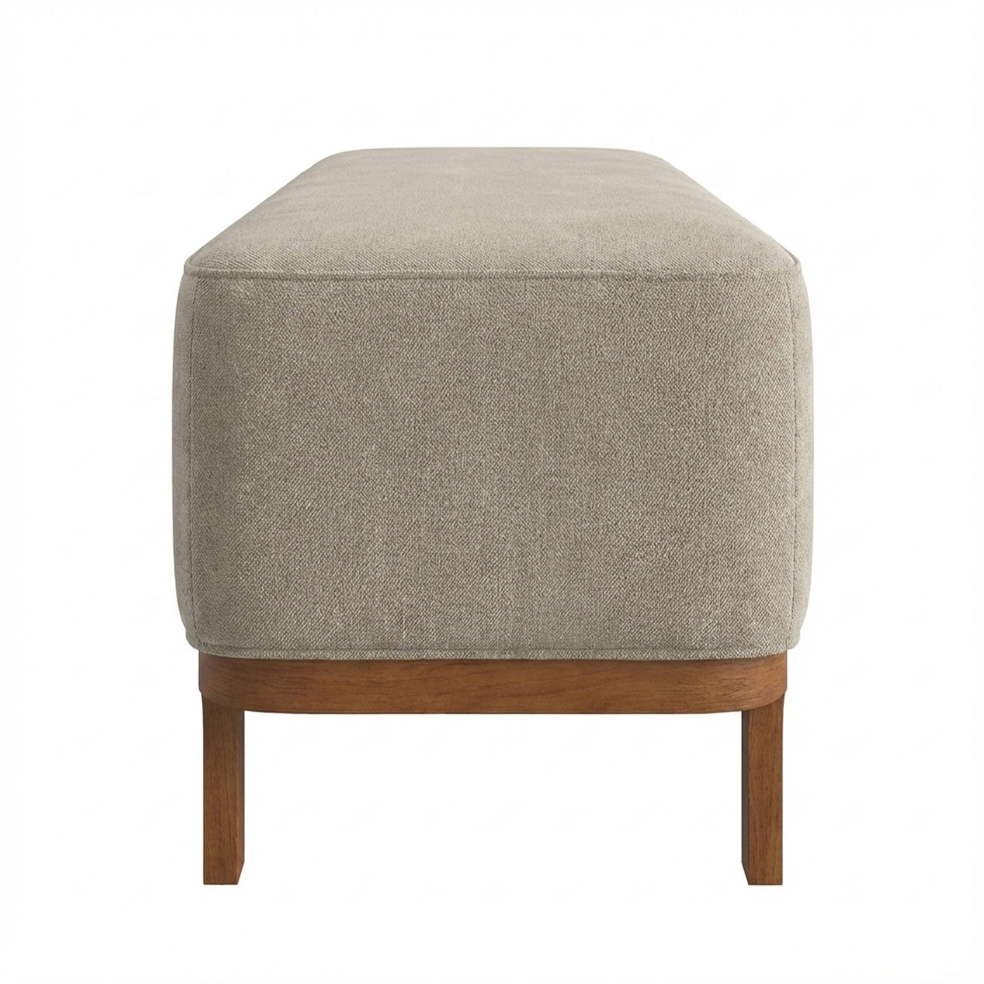 Hayden Home Premium Classic Serenity Bench, Warm Cedar Legs, Essential Bone Upholstery