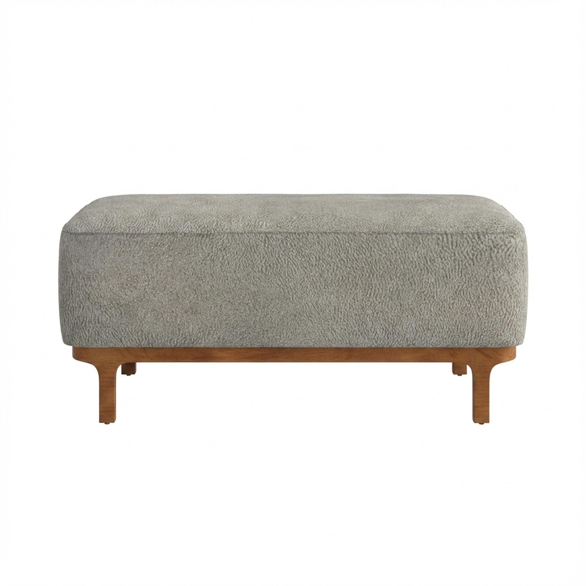 Hayden Home Premium Classic Serenity Bench, Warm Cedar Legs, Essential Bone Upholstery