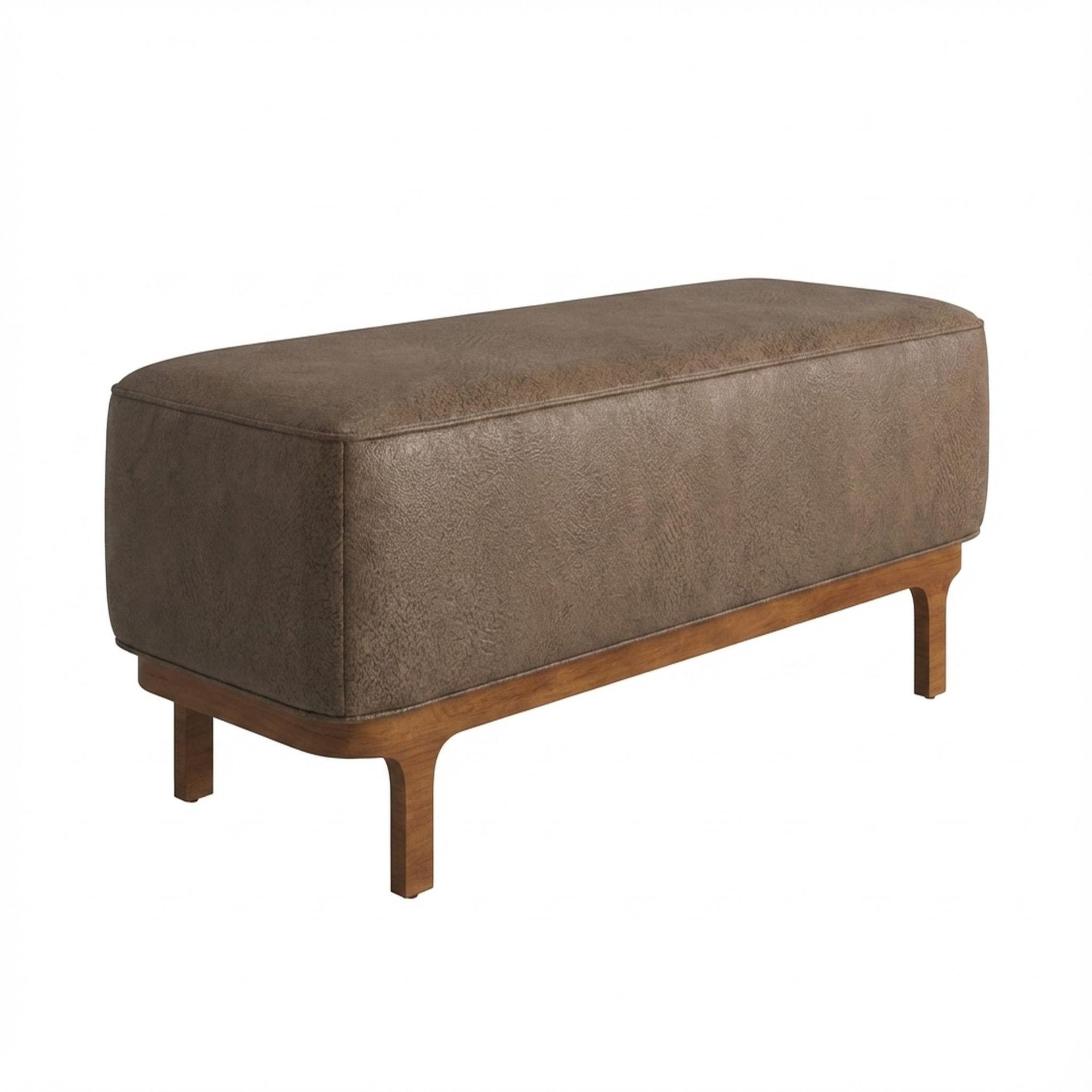 Hayden Home Premium Classic Serenity Bench, Warm Cedar Legs, Essential Biscuit Upholstery