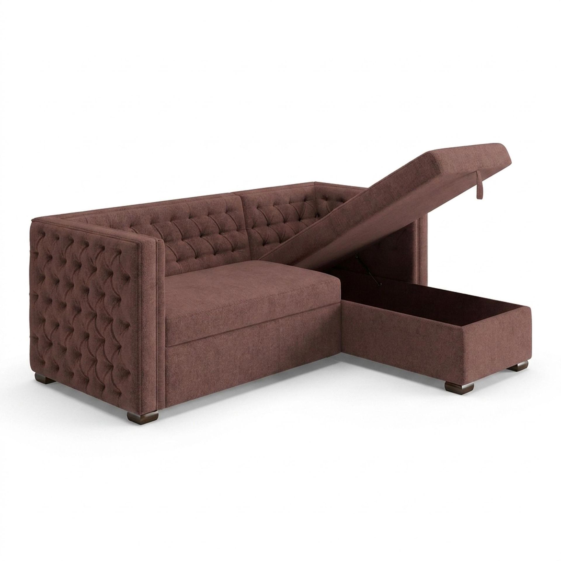 Hayden Home Premium Classic Tufted Sofa Bed, Coco Walnut Legs, Premium Ballet Pink Upholstery