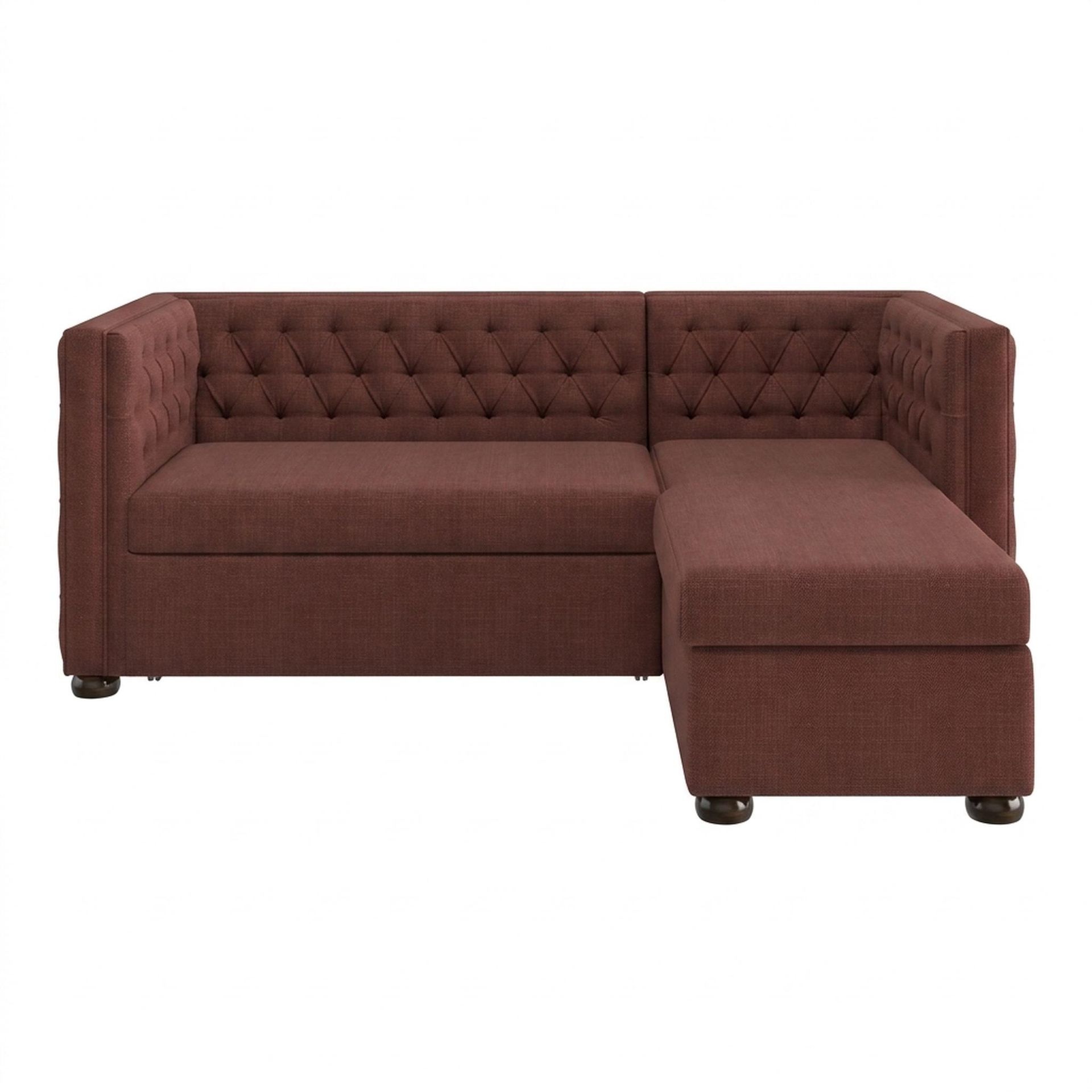 Hayden Home Premium Classic Tufted Sofa Bed, Coco Walnut Legs, Premium Ballet Pink Upholstery