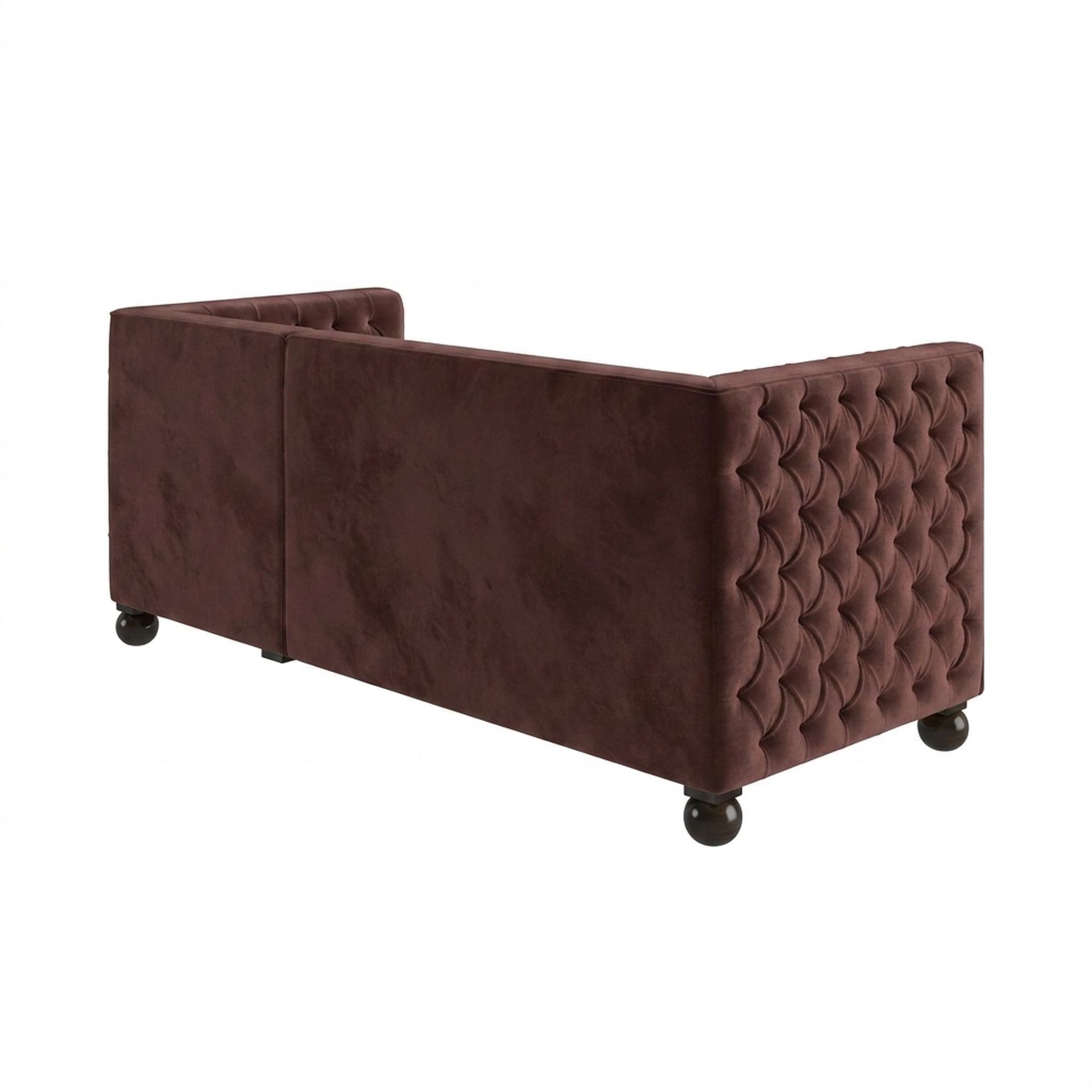 Hayden Home Premium Classic Tufted Sofa Bed, Coco Walnut Legs, Premium Ballet Pink Upholstery
