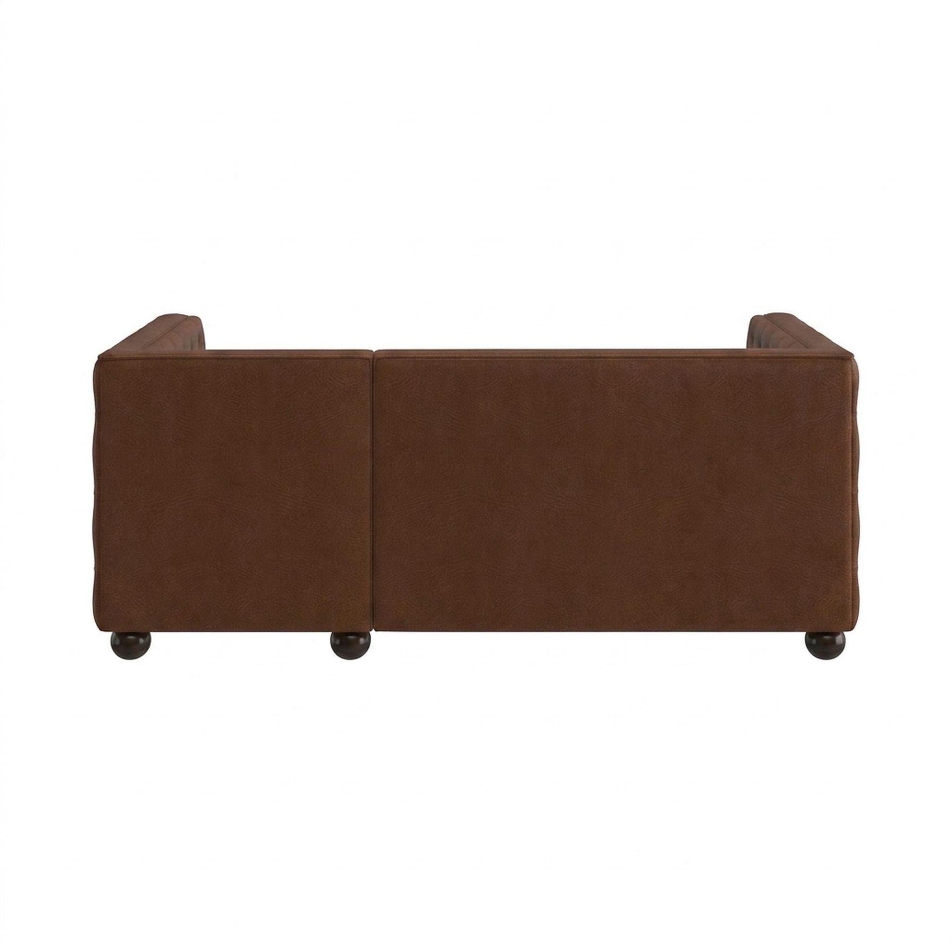 Hayden Home Premium Classic Tufted Sofa Bed, Coco Walnut Legs, Premium Rust Orange Upholstery