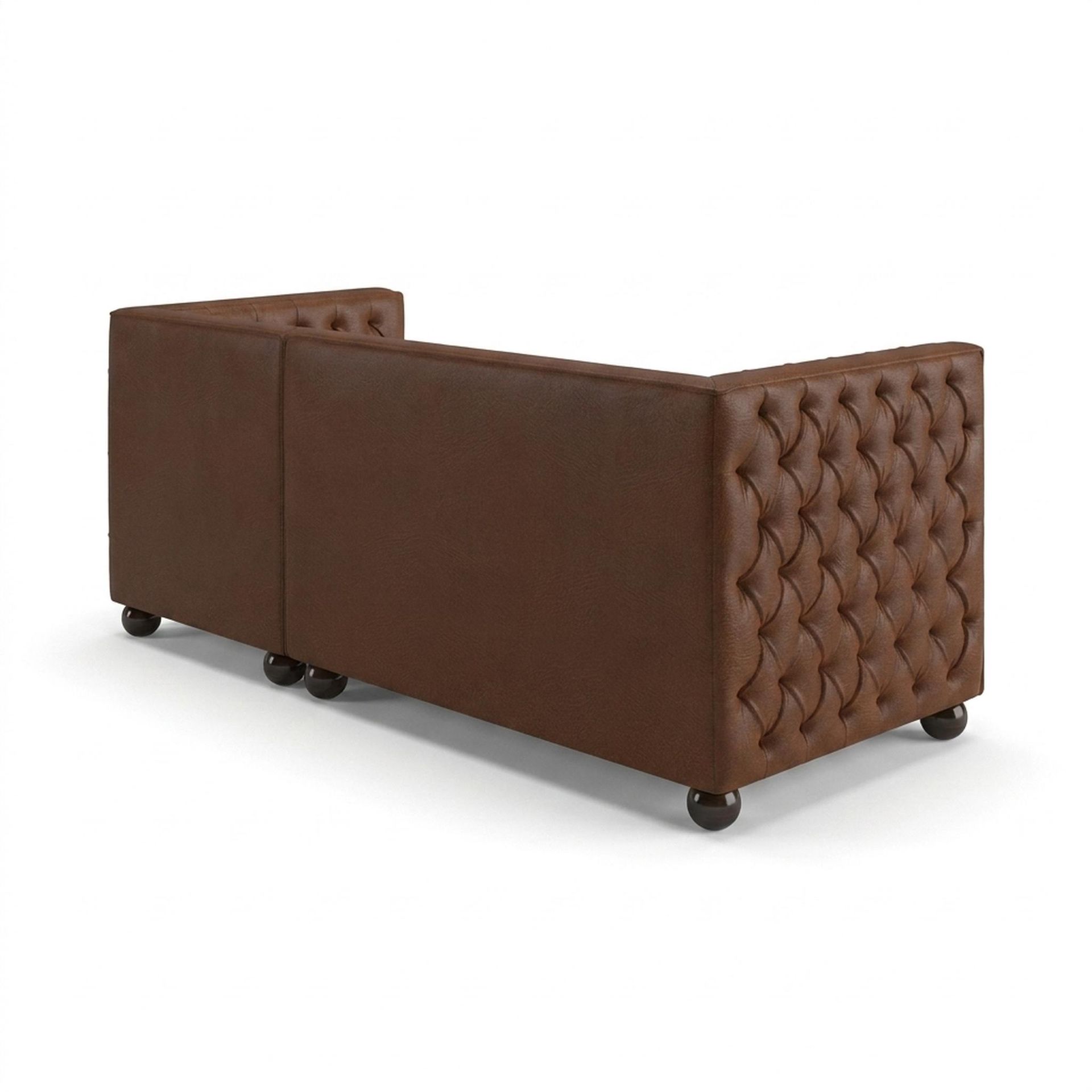 Hayden Home Premium Classic Tufted Sofa Bed, Coco Walnut Legs, Premium Rust Orange Upholstery