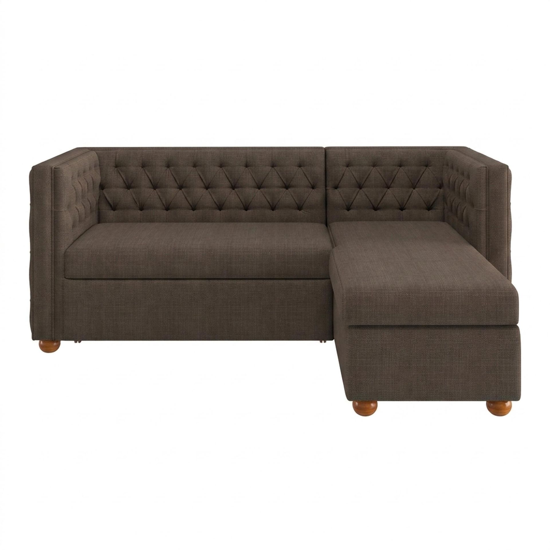 Hayden Home Premium Classic Tufted Sofa Bed, Warm Cedar Legs, Essential Chestnut Brown Upholstery