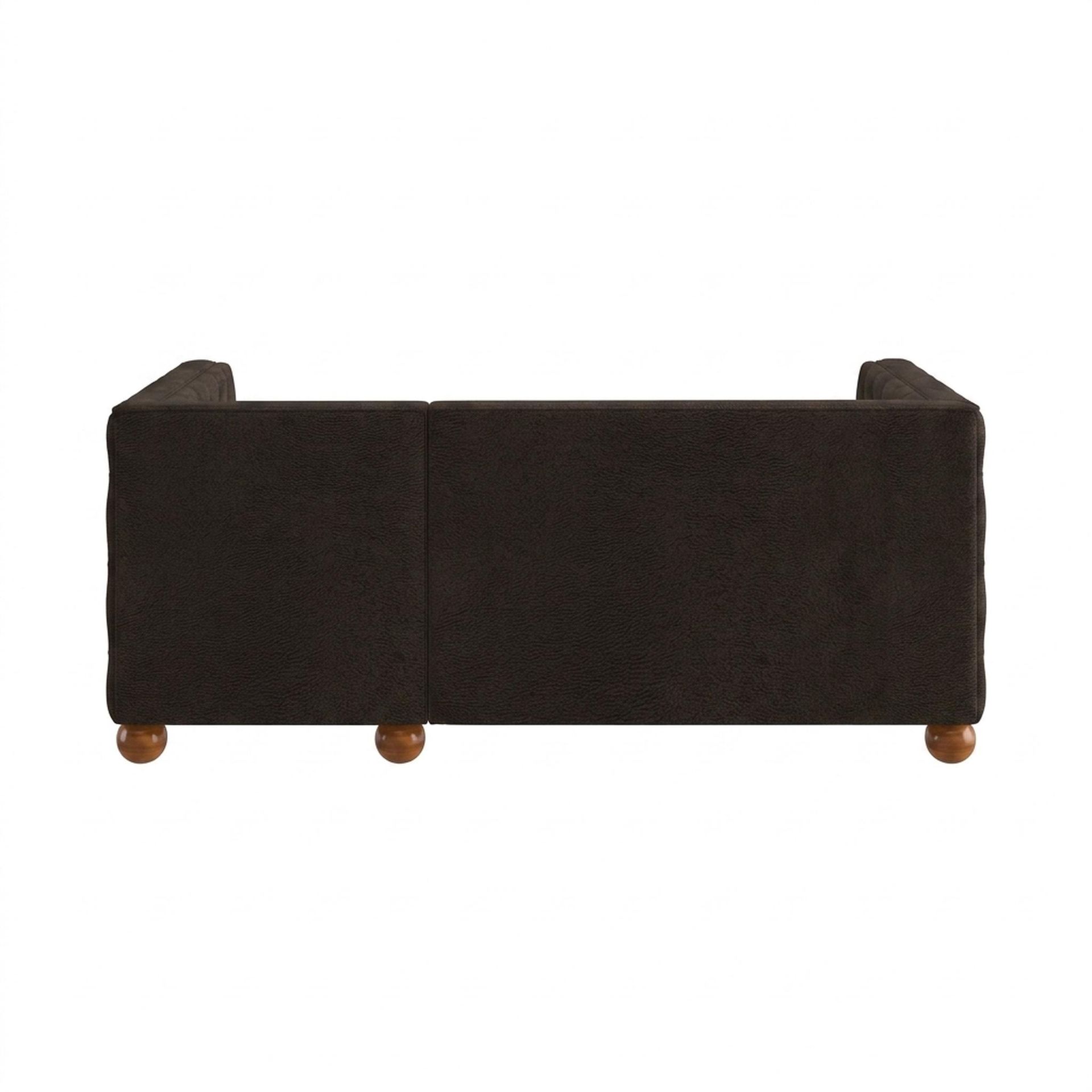 Hayden Home Premium Classic Tufted Sofa Bed, Warm Cedar Legs, Essential Beige Brown Upholstery