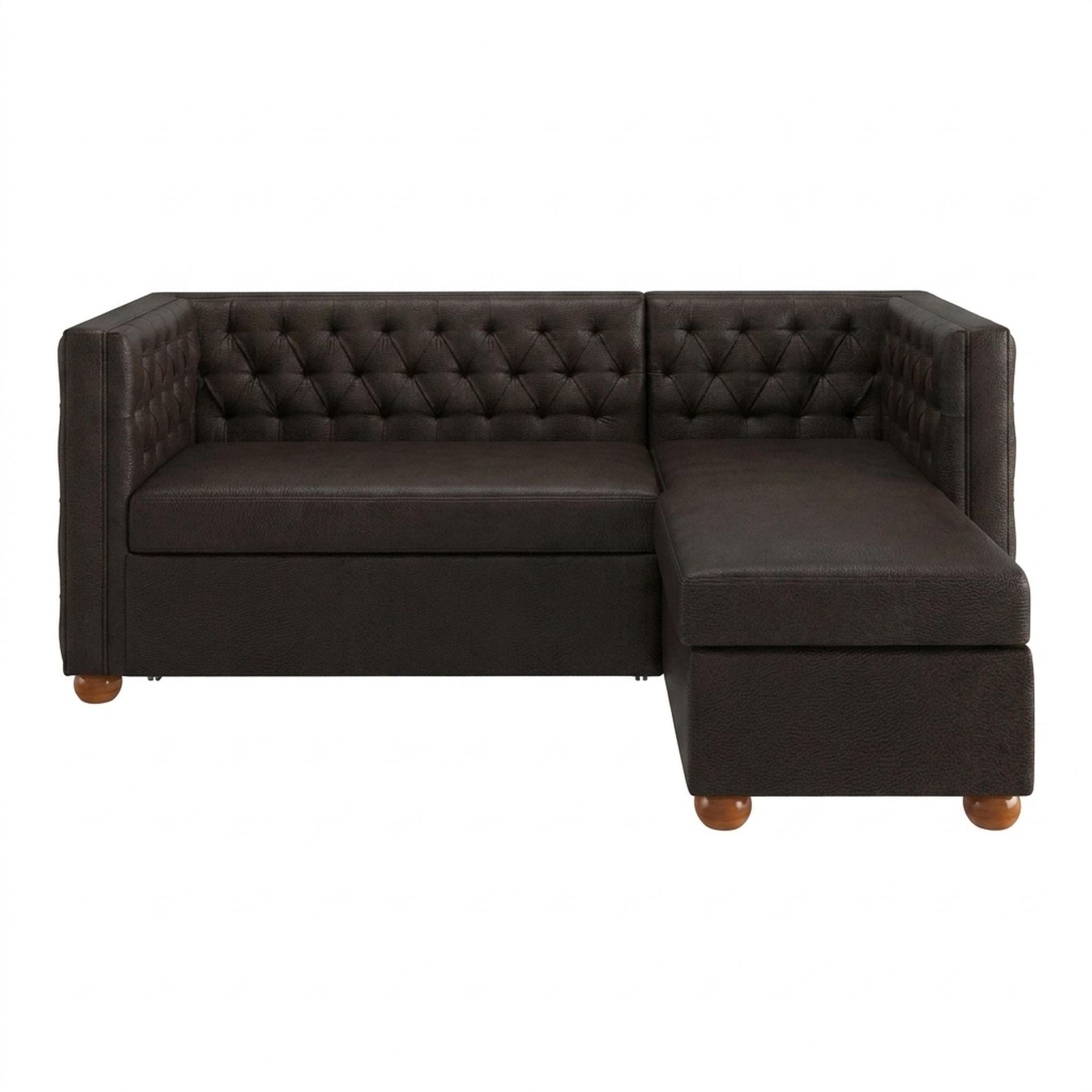 Hayden Home Premium Classic Tufted Sofa Bed, Warm Cedar Legs, Essential Beige Brown Upholstery
