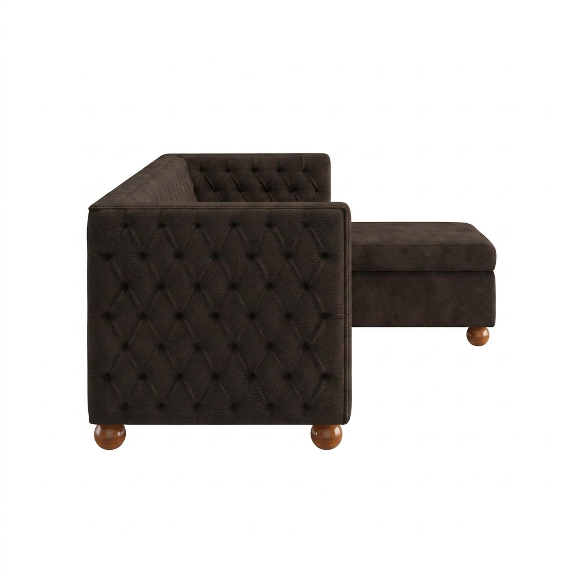 Hayden Home Premium Classic Tufted Sofa Bed, Warm Cedar Legs, Essential Beige Brown Upholstery