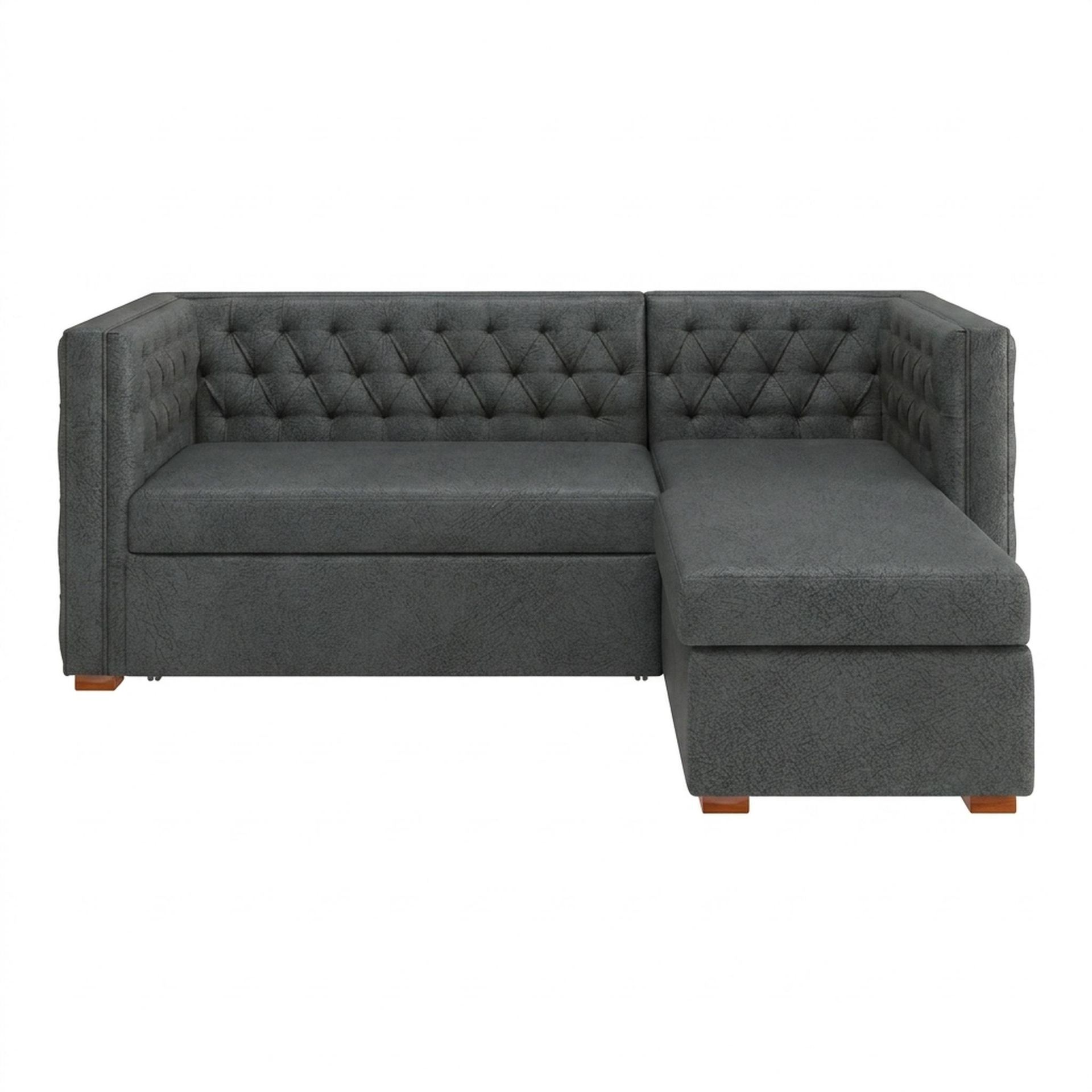 Hayden Home Premium Classic Tufted Sofa Bed, Warm Cedar Legs, Essential Frost Upholstery