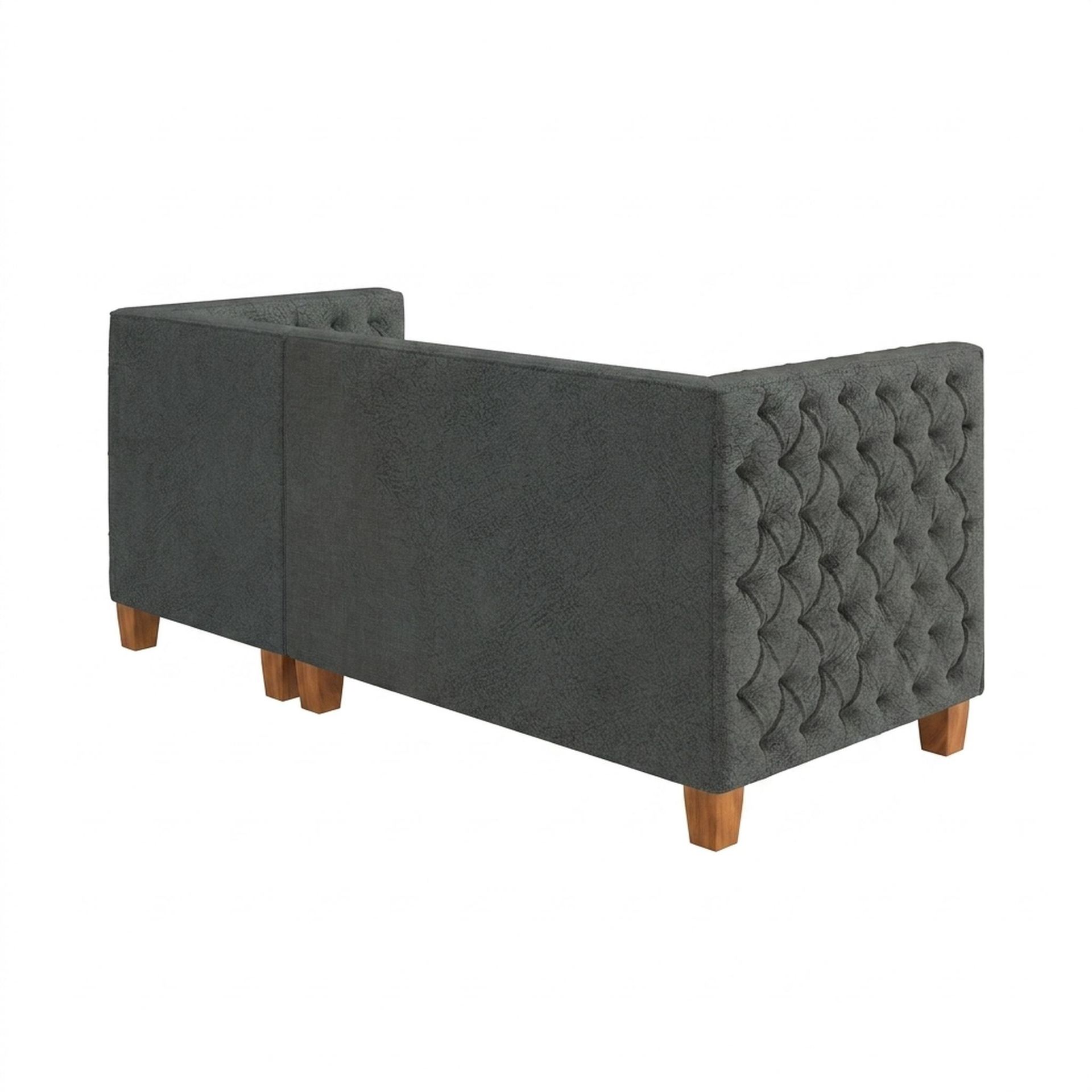 Hayden Home Premium Classic Tufted Sofa Bed, Warm Cedar Legs, Essential Frost Upholstery