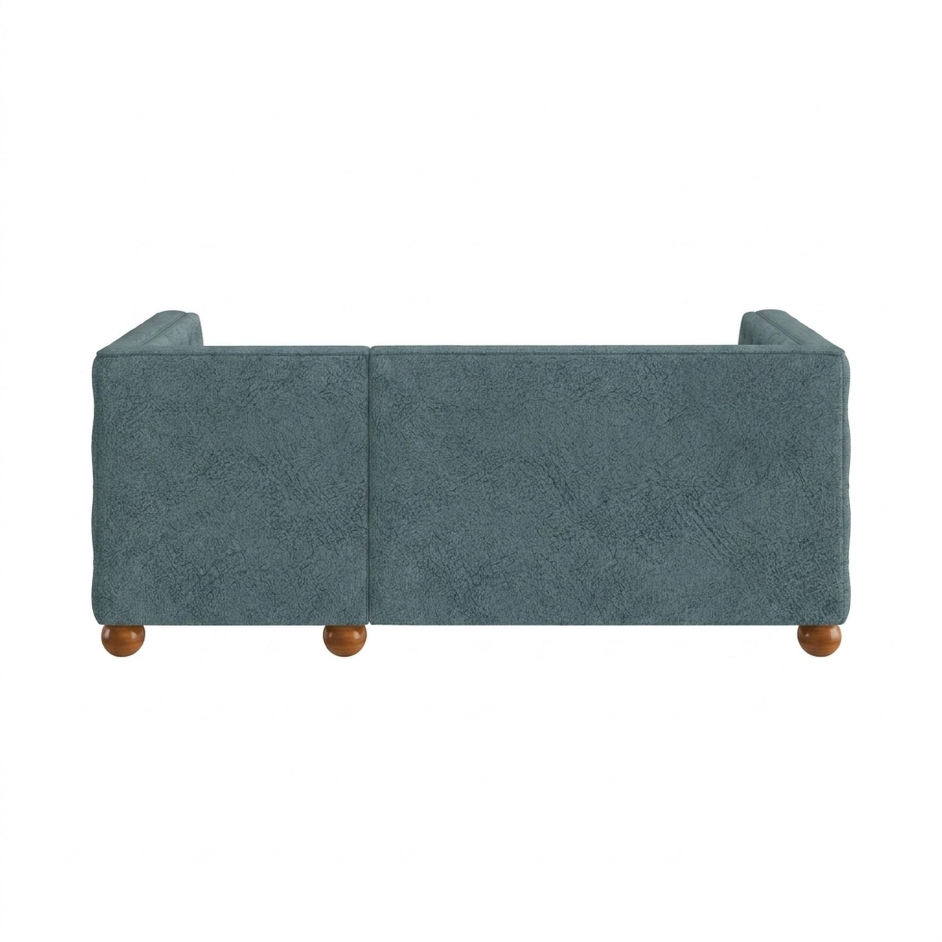 Hayden Home Premium Classic Tufted Sofa Bed, Warm Cedar Legs, Essential Teal Mist Upholstery