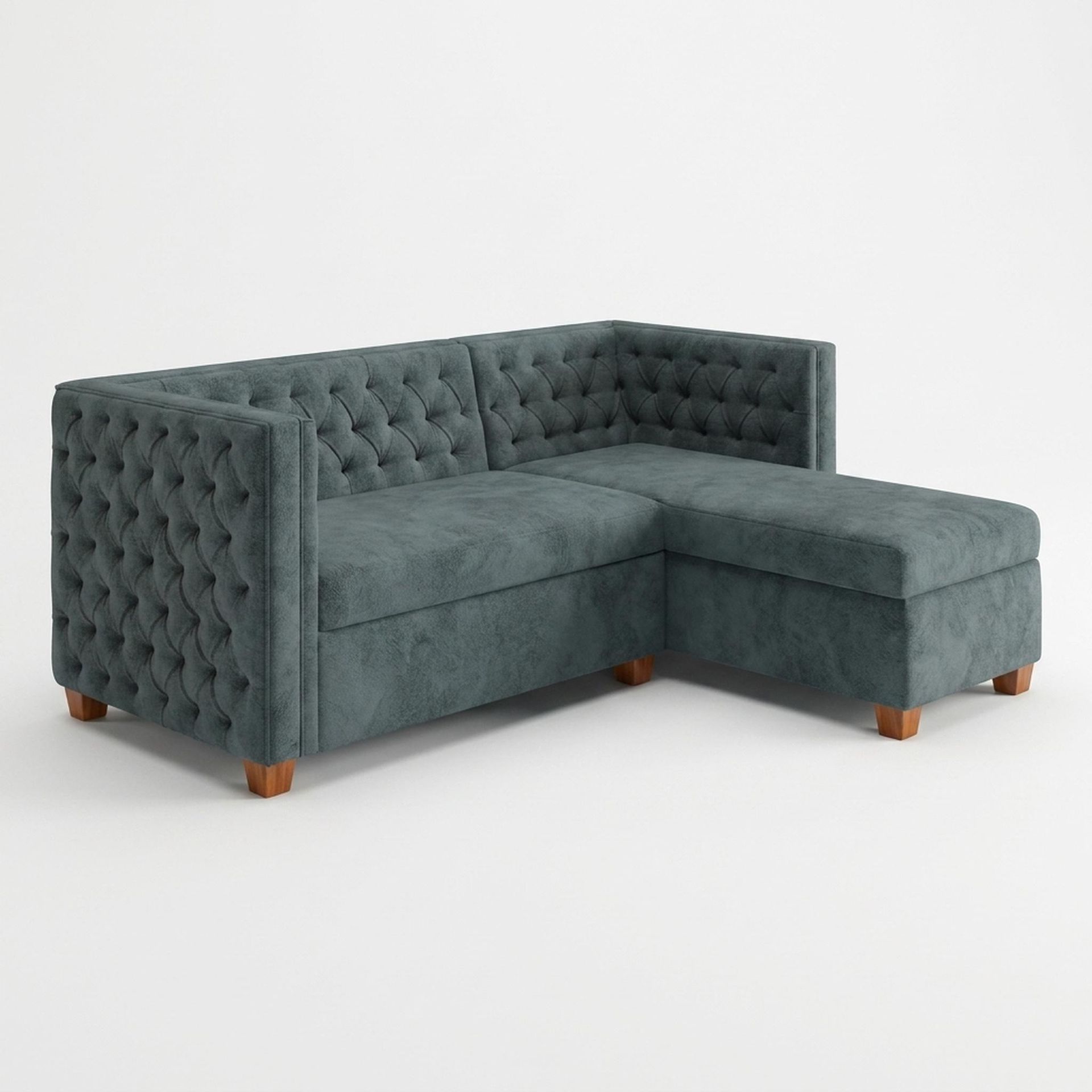 Hayden Home Premium Classic Tufted Sofa Bed, Warm Cedar Legs, Essential Teal Mist Upholstery
