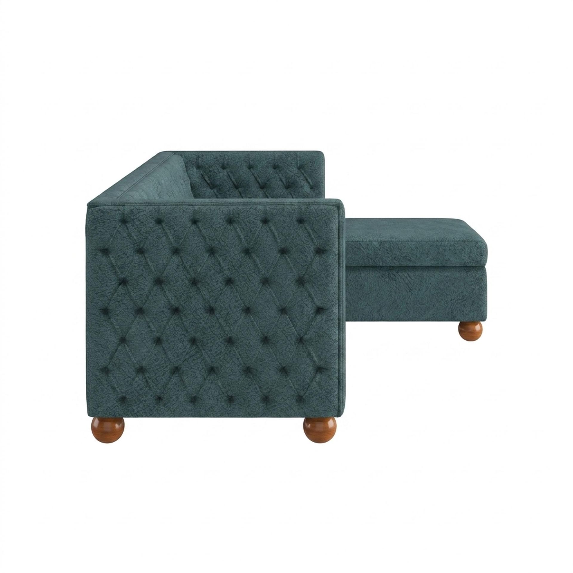 Hayden Home Premium Classic Tufted Sofa Bed, Warm Cedar Legs, Essential Teal Mist Upholstery