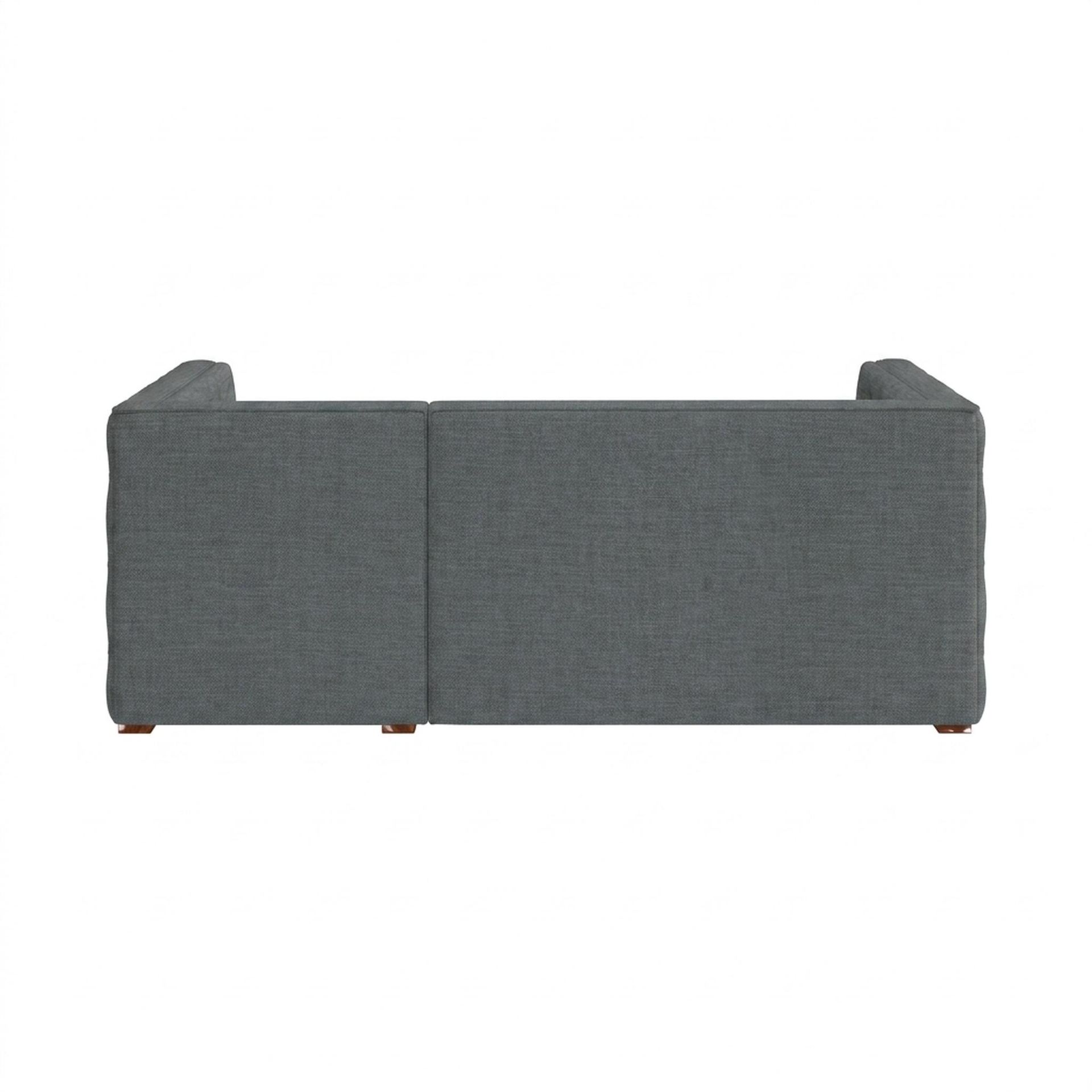 Hayden Home Premium Classic Tufted Sofa Bed, Warm Cedar Legs, Premium Steel Grey Upholstery