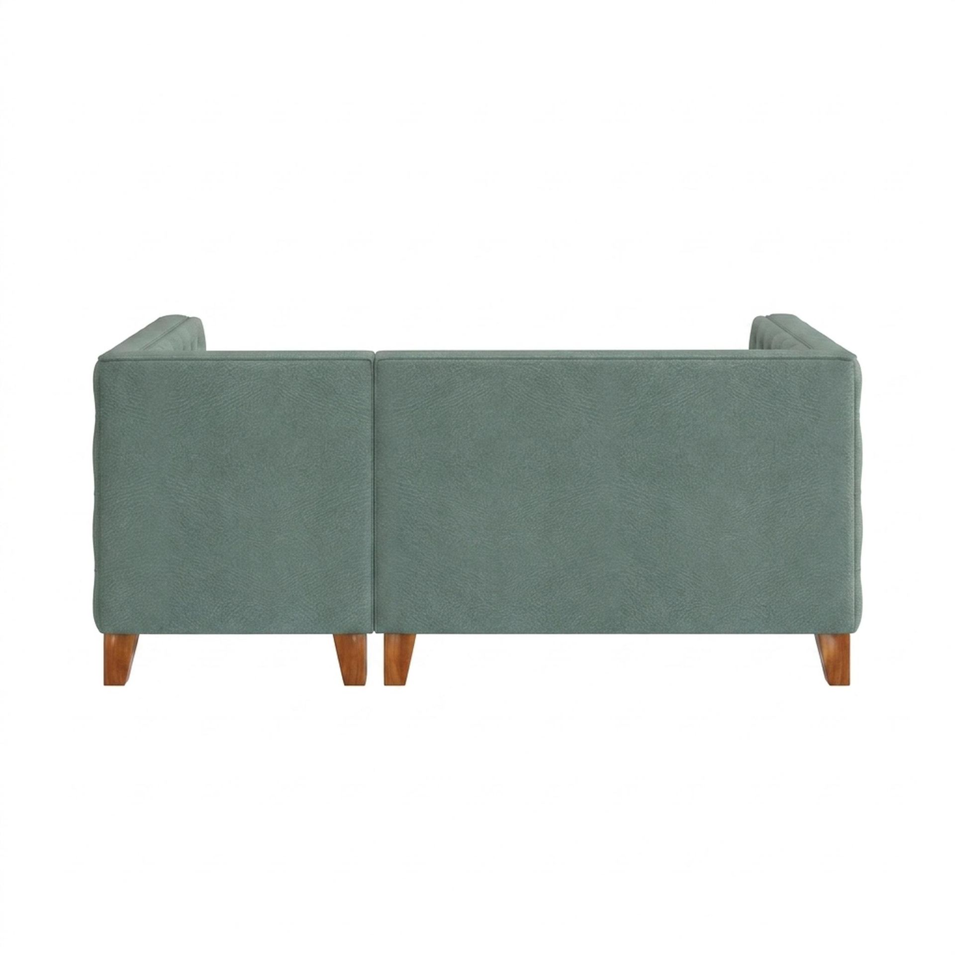 Hayden Home Premium Classic Tufted Sofa Bed, Warm Cedar Legs, Premium Mint Green Upholstery