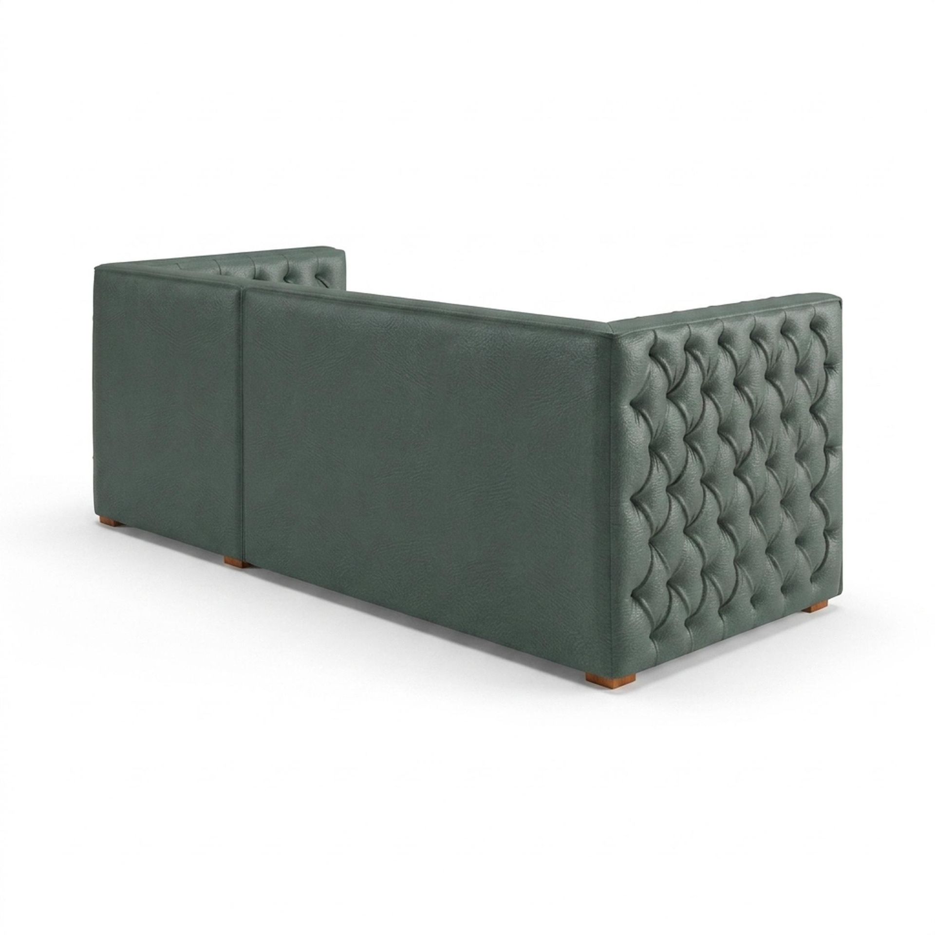 Hayden Home Premium Classic Tufted Sofa Bed, Warm Cedar Legs, Premium Mint Green Upholstery
