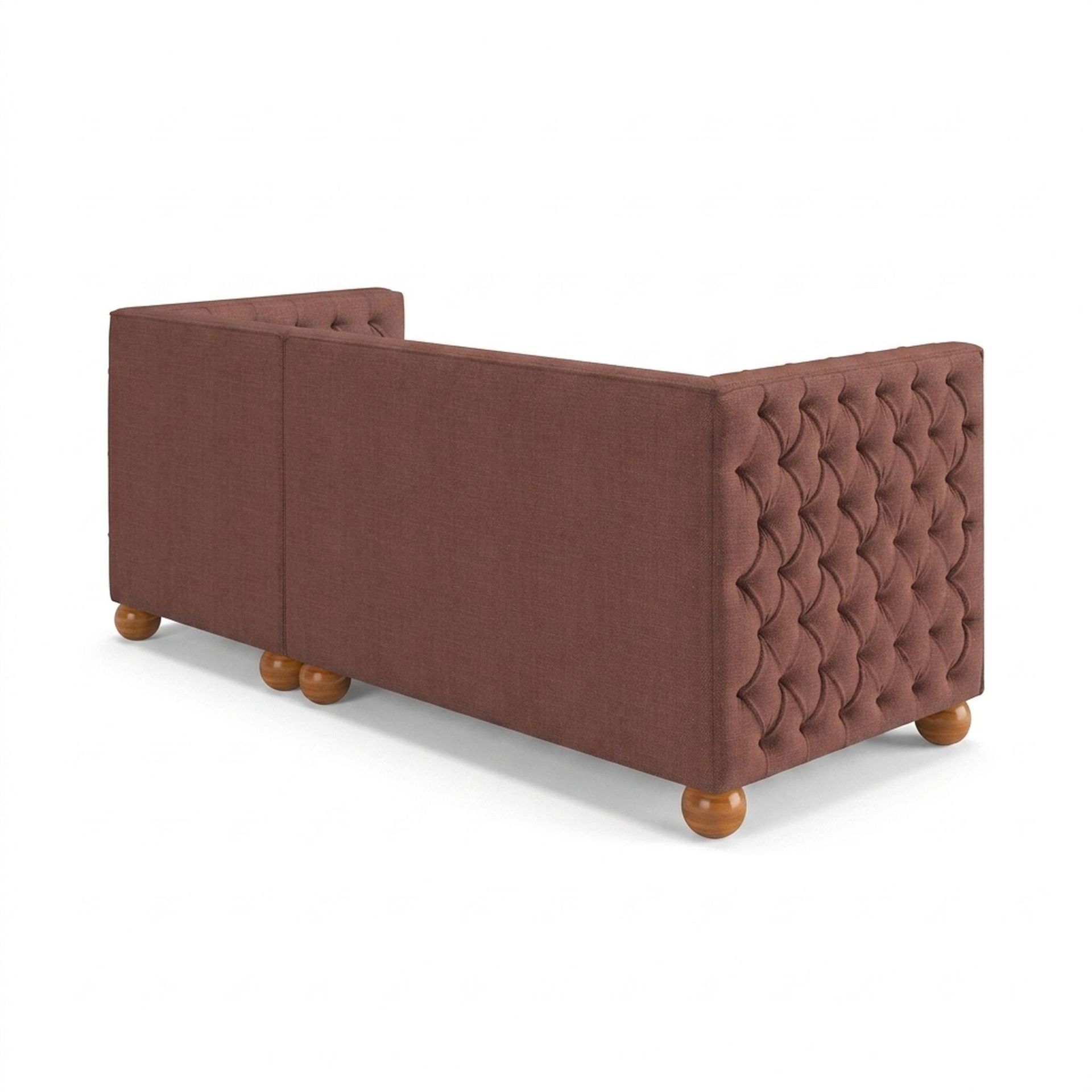 Hayden Home Premium Classic Tufted Sofa Bed, Warm Cedar Legs, Premium Ballet Pink Upholstery