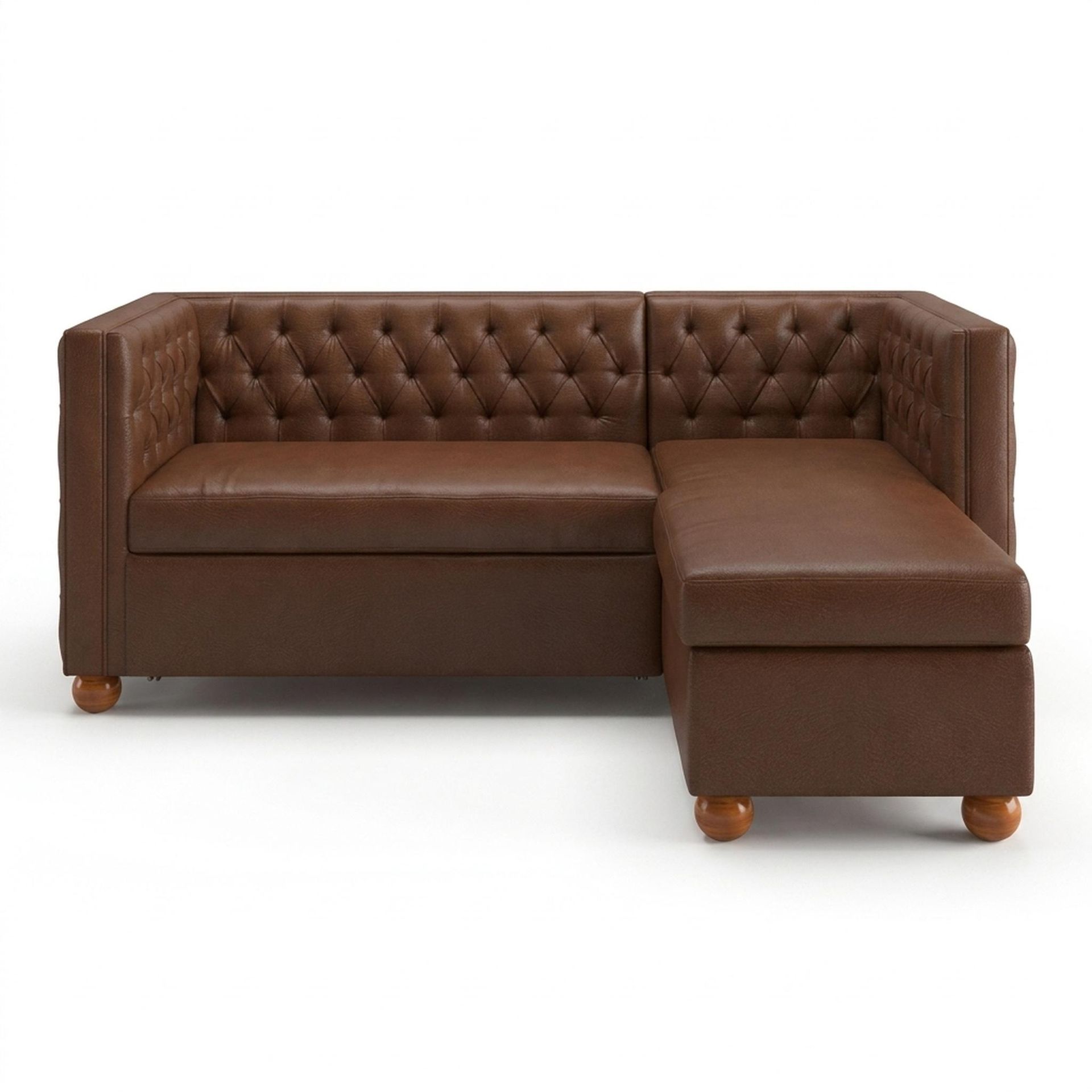 Hayden Home Premium Classic Tufted Sofa Bed, Warm Cedar Legs, Premium Rust Orange Upholstery