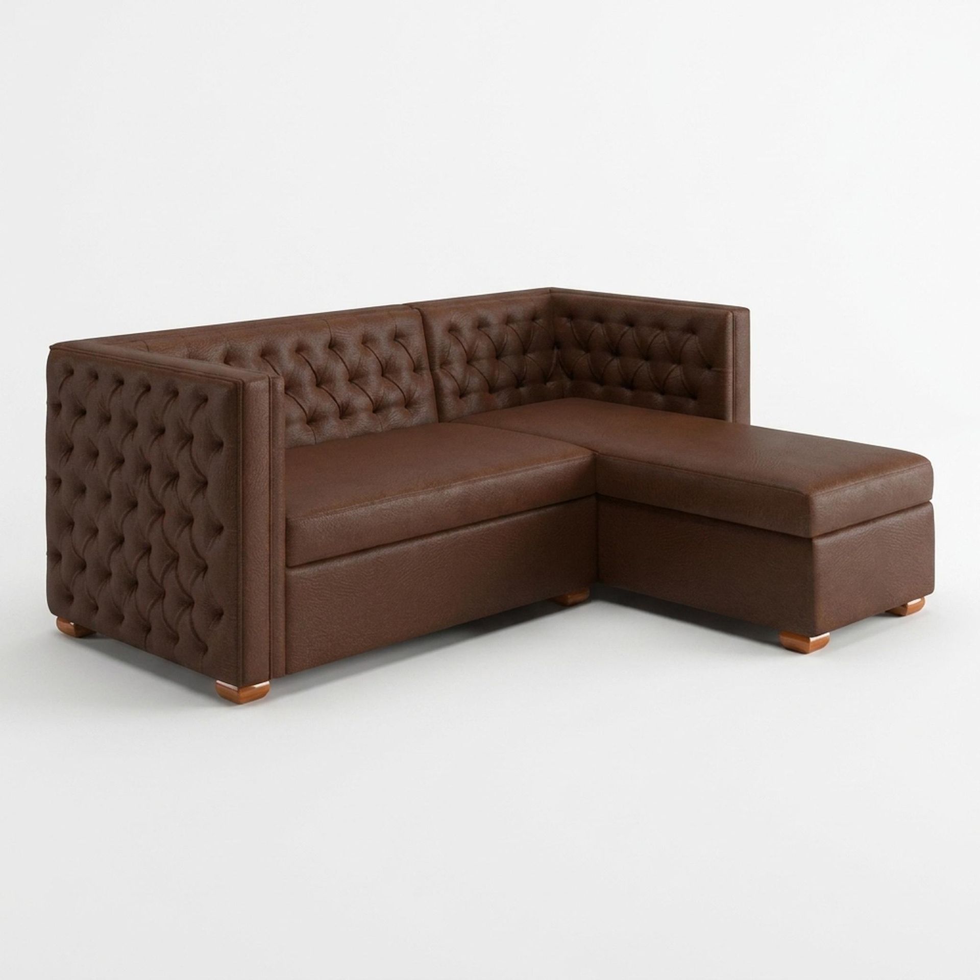 Hayden Home Premium Classic Tufted Sofa Bed, Warm Cedar Legs, Premium Rust Orange Upholstery