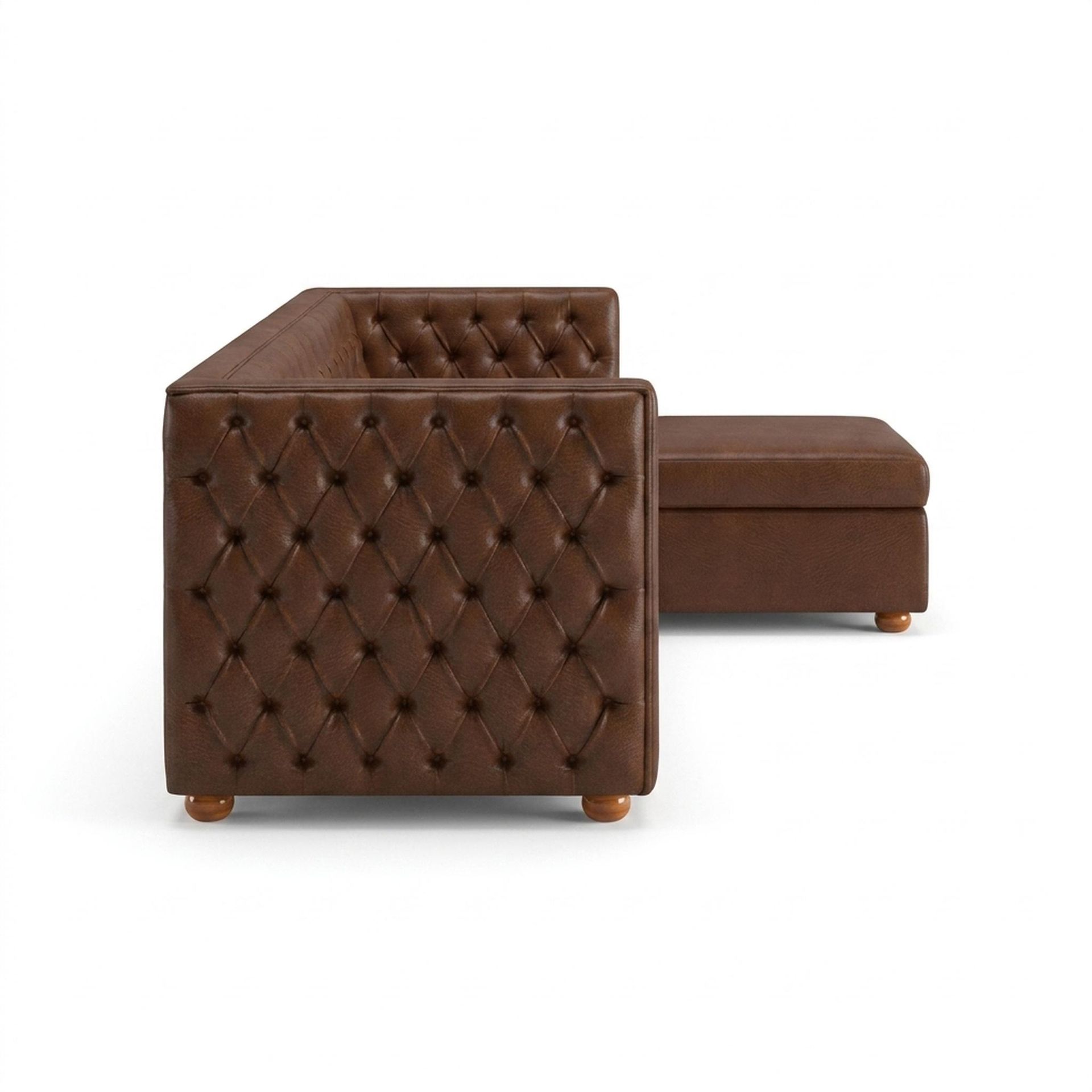 Hayden Home Premium Classic Tufted Sofa Bed, Warm Cedar Legs, Premium Rust Orange Upholstery