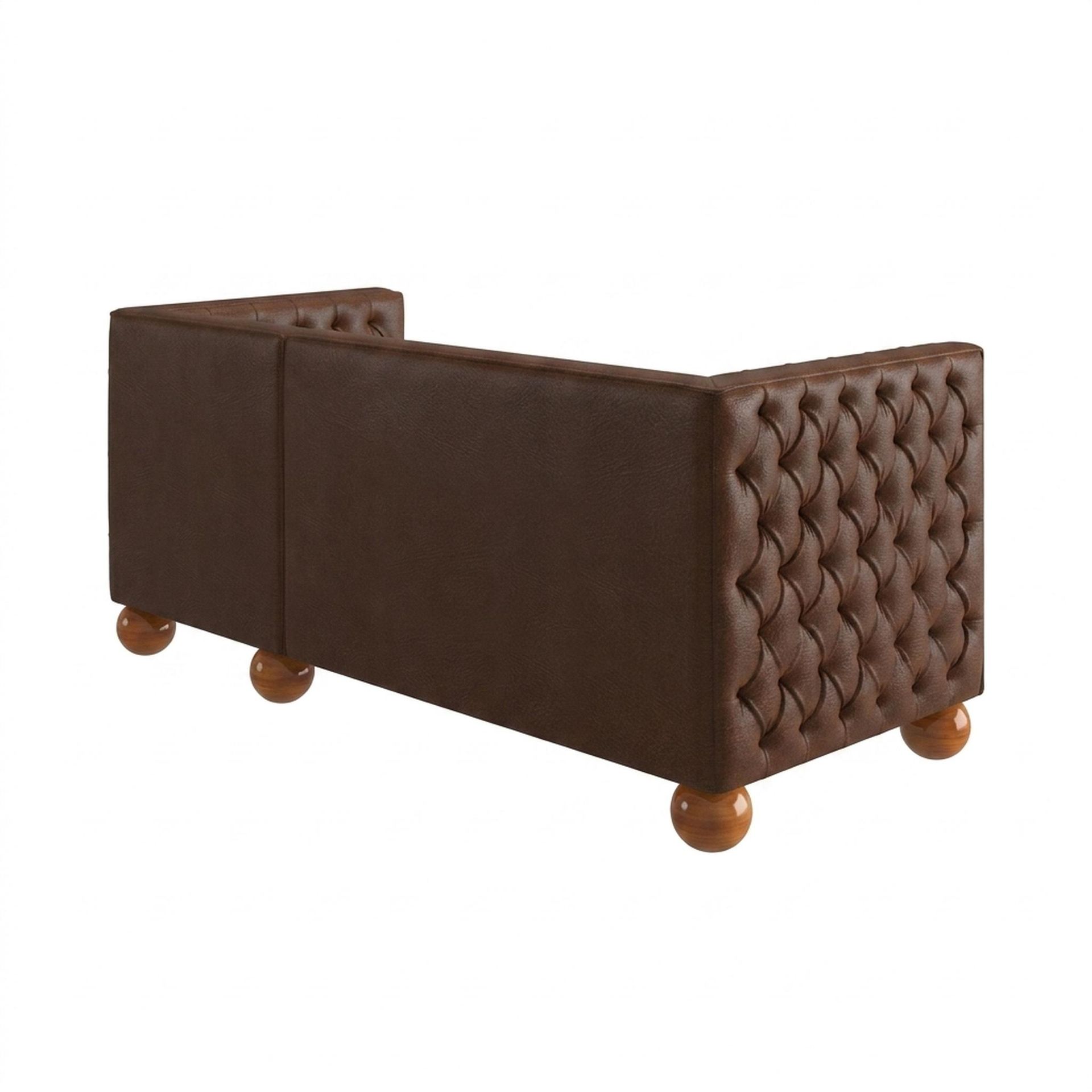 Hayden Home Premium Classic Tufted Sofa Bed, Warm Cedar Legs, Premium Rust Orange Upholstery