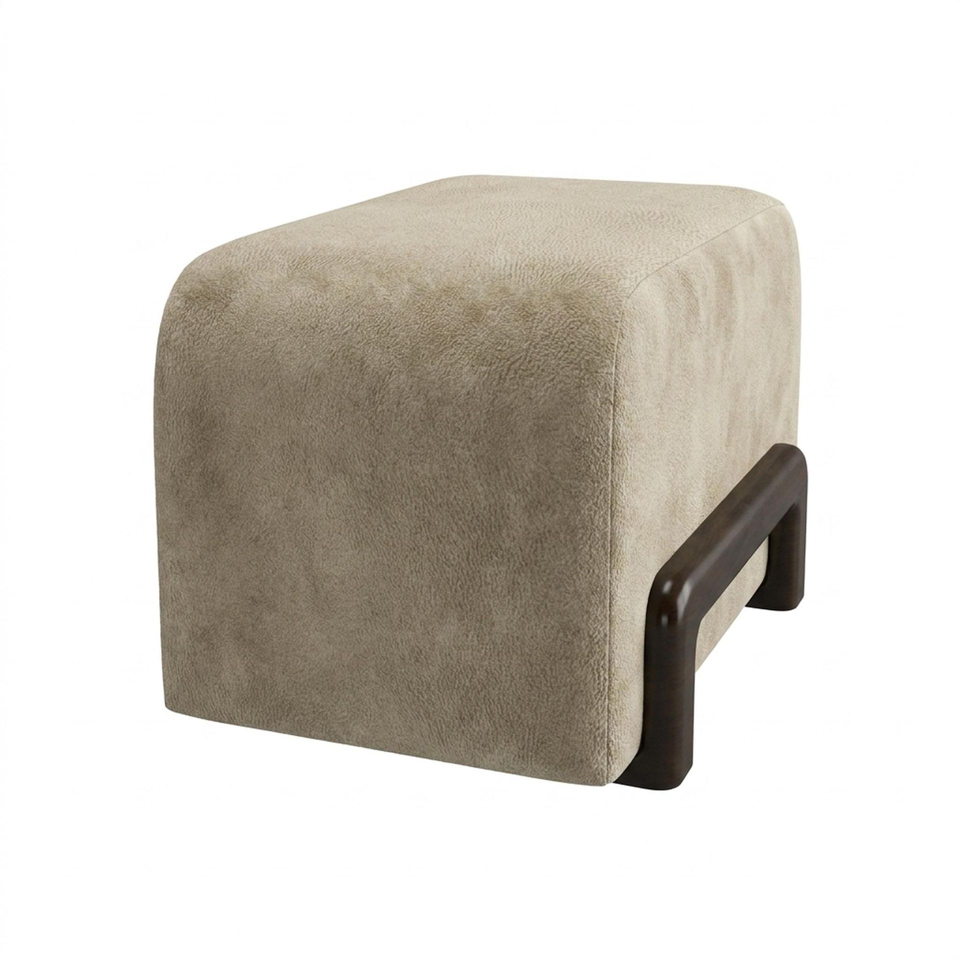 Hayden Home Premium Curved Comfort Bench, Coco Walnut Legs, Essential Sand Upholstery