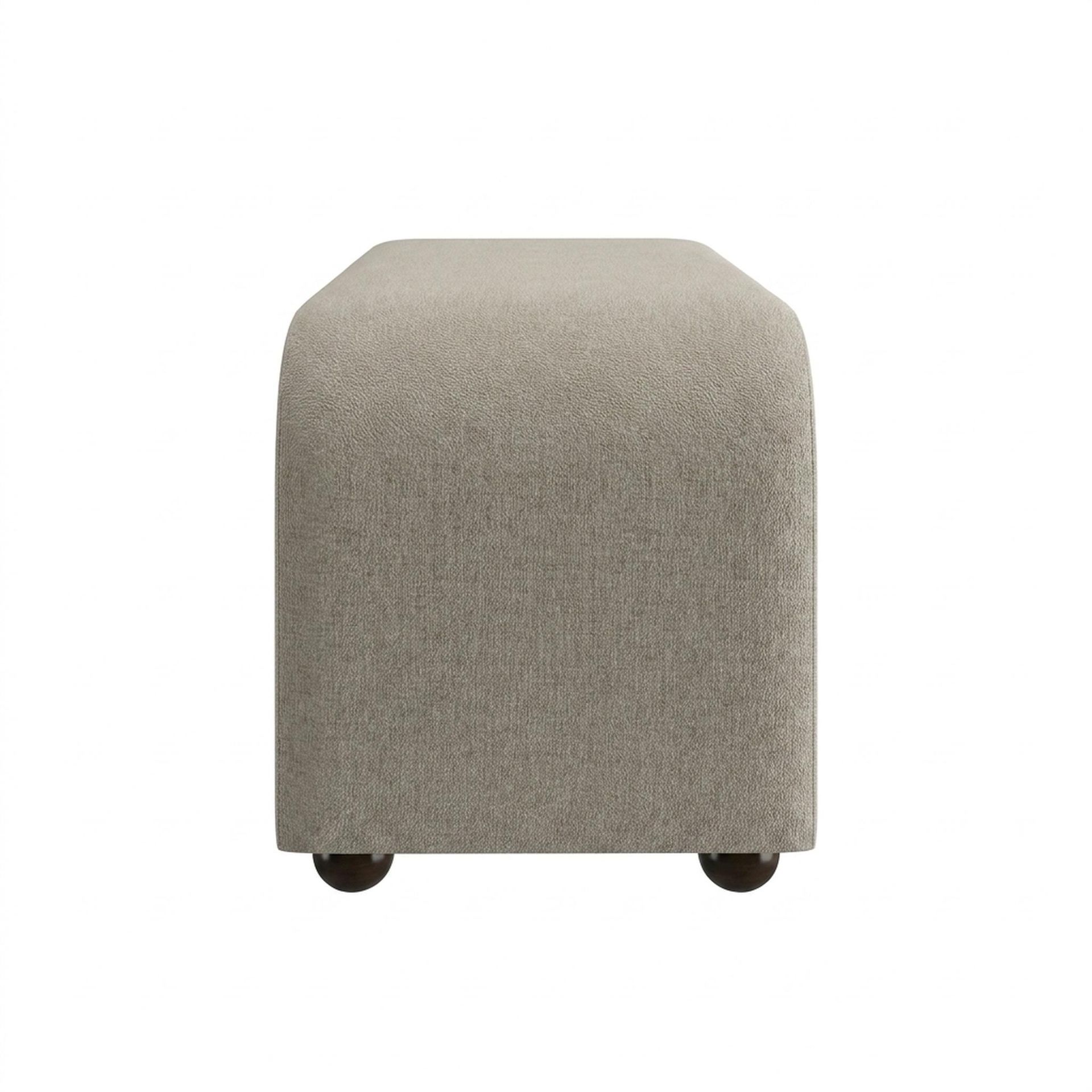 Hayden Home Premium Curved Comfort Bench, Coco Walnut Legs, Essential Bone Upholstery