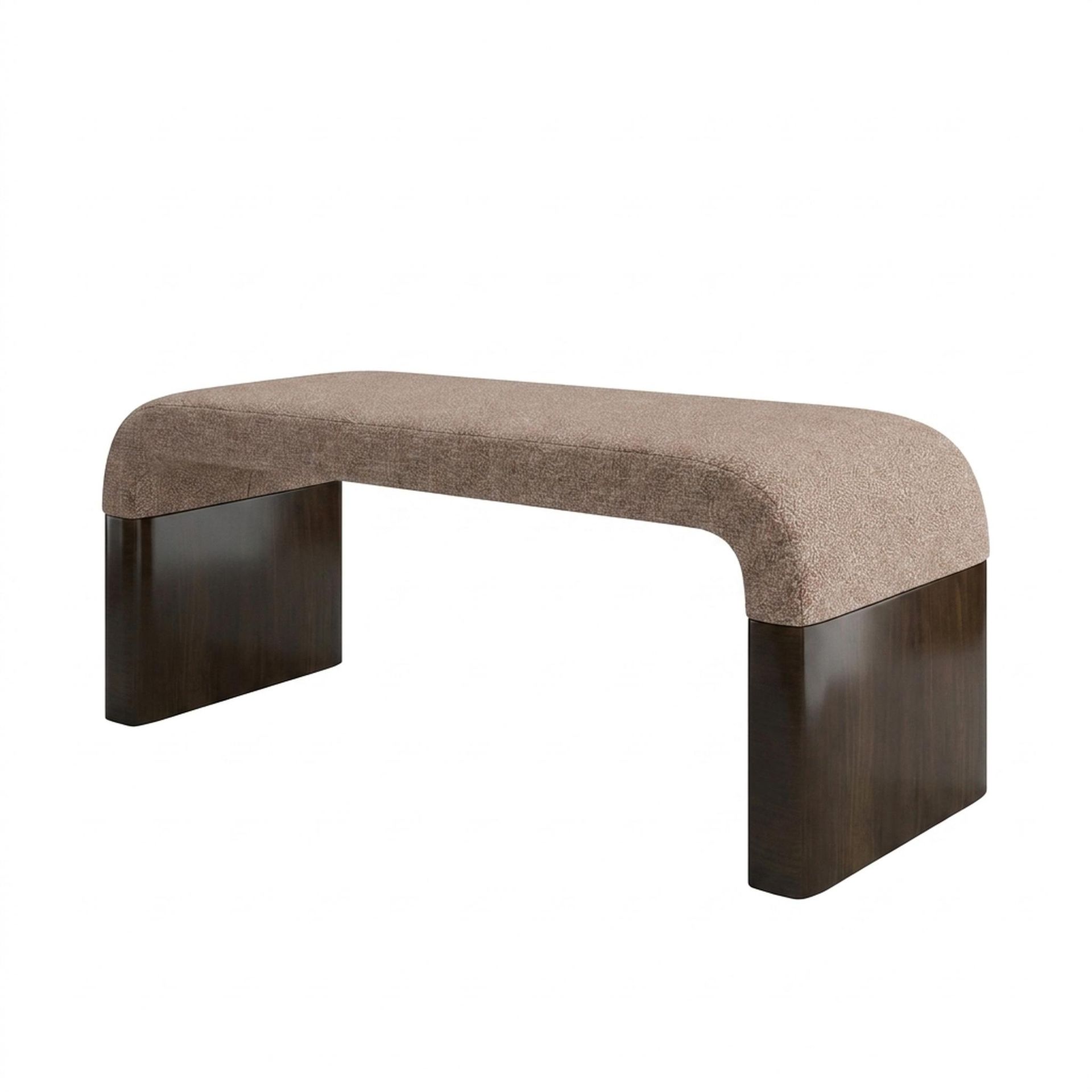 Hayden Home Premium Curved Comfort Bench, Coco Walnut Legs, Essential Ballet Slipper Upholstery
