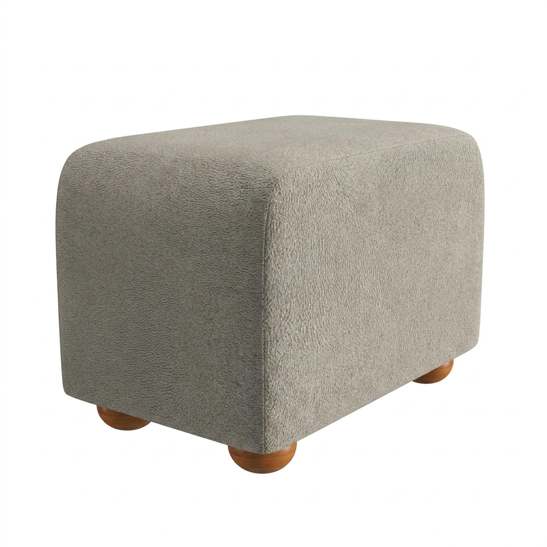 Hayden Home Premium Curved Comfort Bench, Warm Cedar Legs, Essential Bone Upholstery