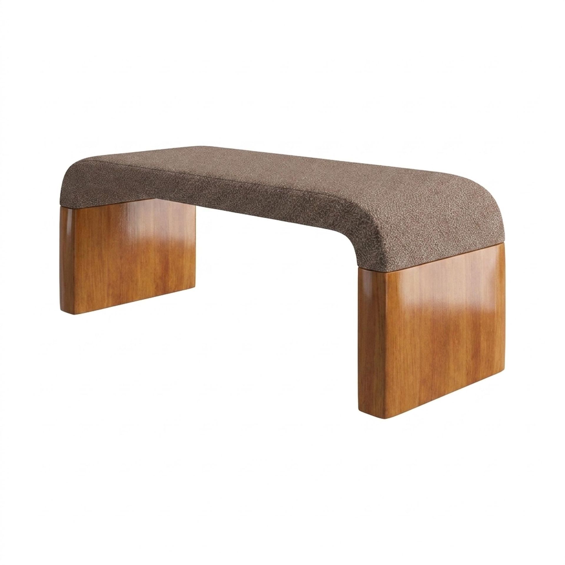 Hayden Home Premium Curved Comfort Bench, Warm Cedar Legs, Essential Ballet Slipper Upholstery