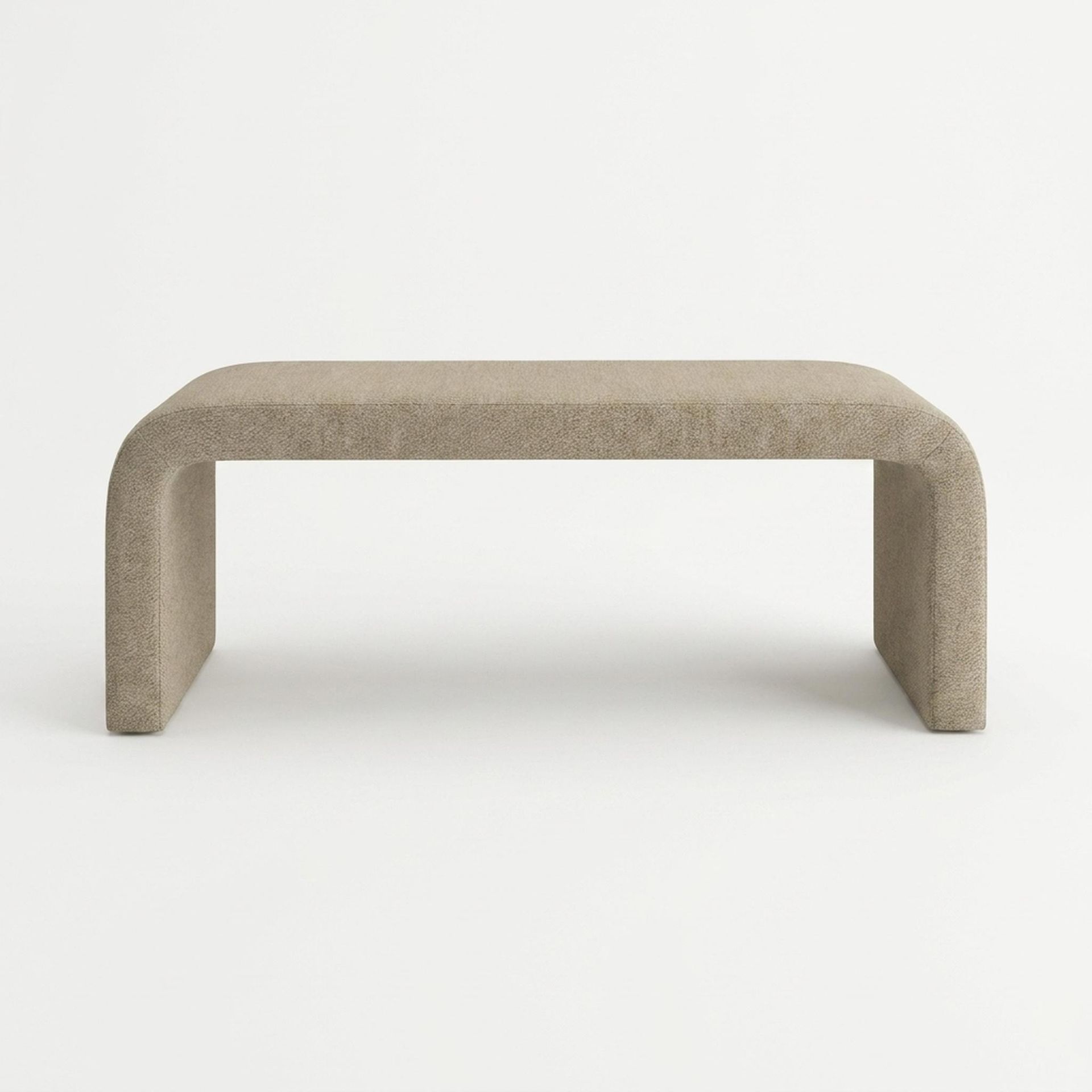 Hayden Home Premium Curved Comfort Bench, Warm Cedar Legs, Premium Alabaster Upholstery