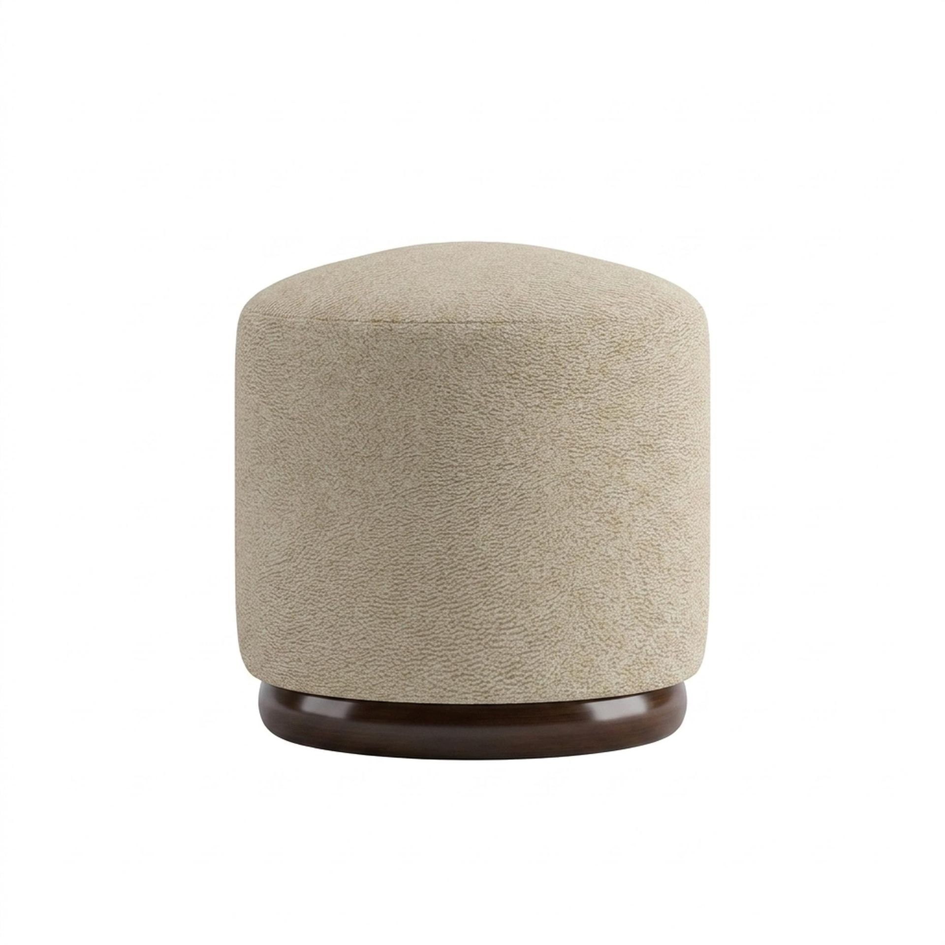 Hayden Home Premium Curved Triad Pouf, Coco Walnut Legs, Essential Sand Upholstery