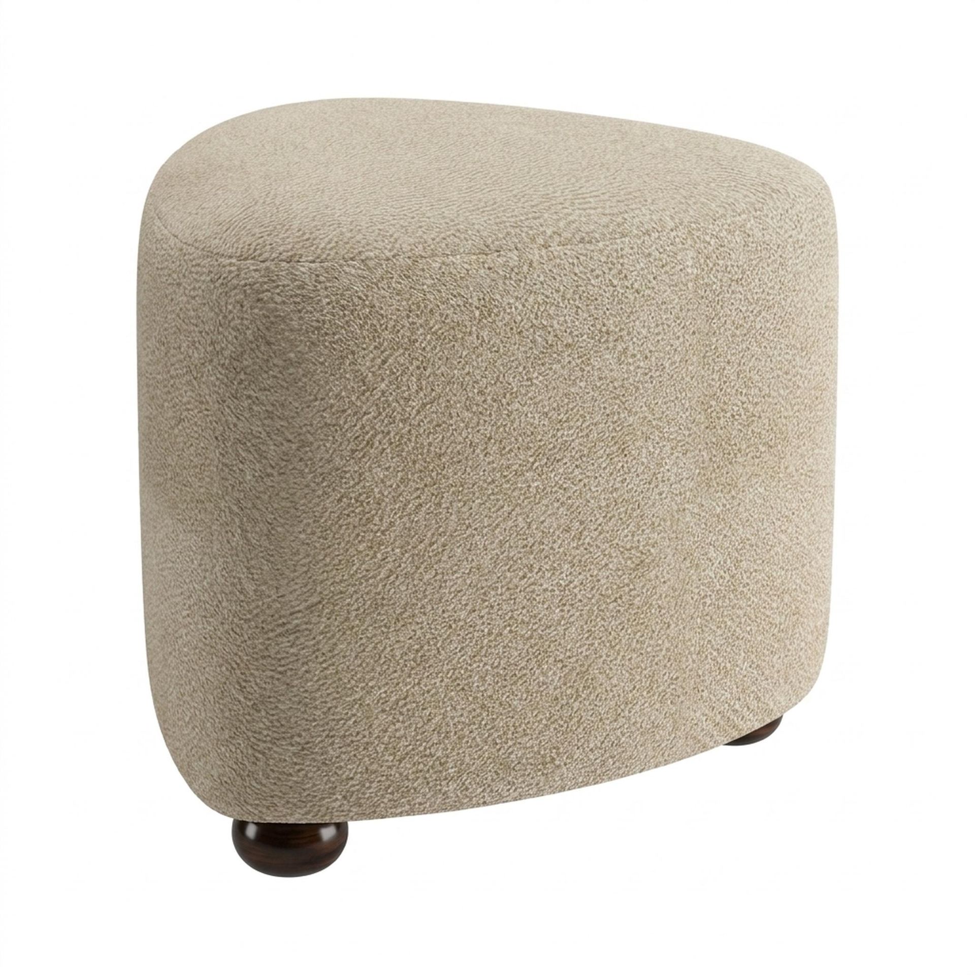 Hayden Home Premium Curved Triad Pouf, Coco Walnut Legs, Essential Sand Upholstery
