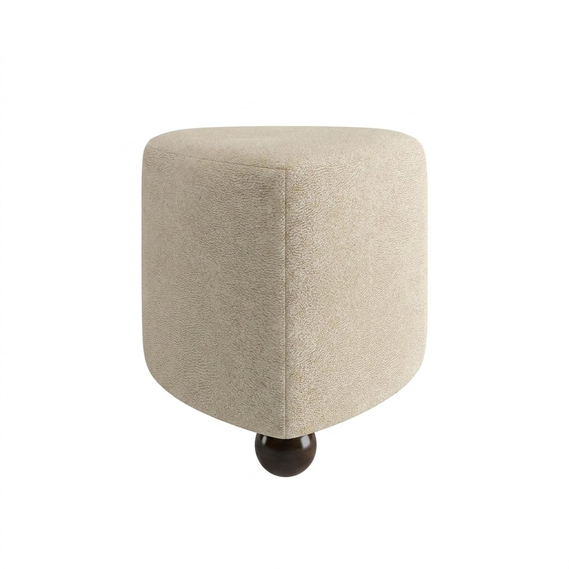 Hayden Home Premium Curved Triad Pouf, Coco Walnut Legs, Essential Sand Upholstery