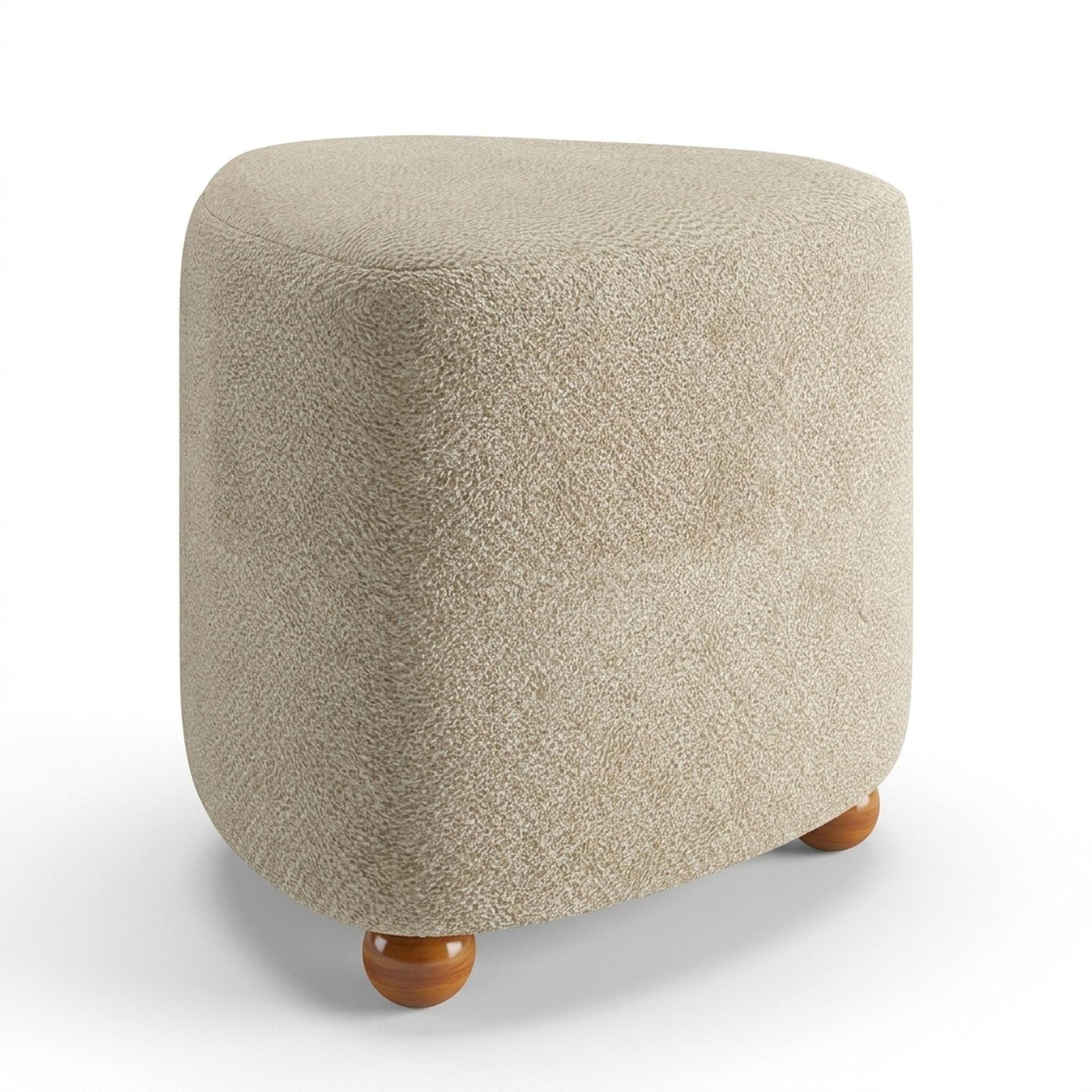 Hayden Home Premium Curved Triad Pouf, Warm Cedar Legs, Essential Sand Upholstery