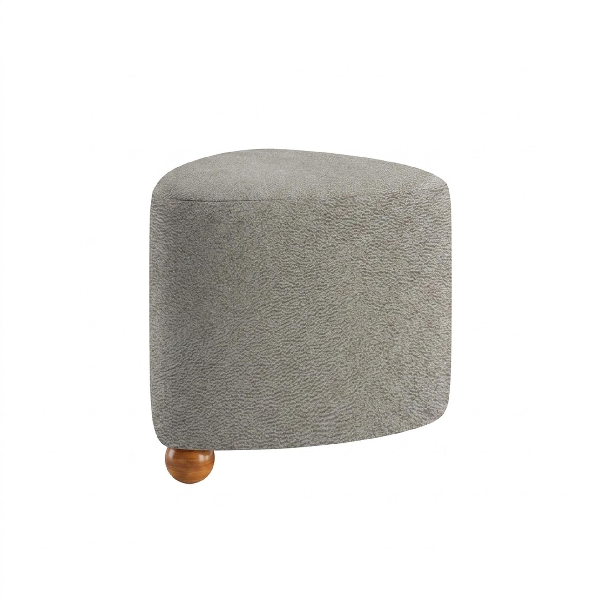 Hayden Home Premium Curved Triad Pouf, Warm Cedar Legs, Essential Bone Upholstery