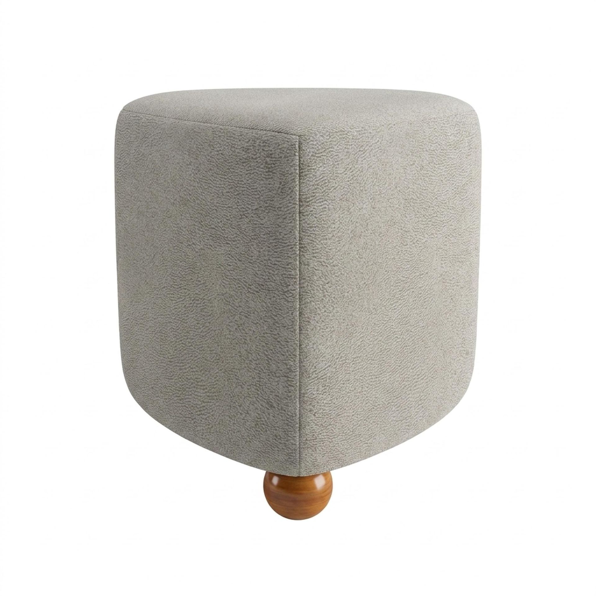 Hayden Home Premium Curved Triad Pouf, Warm Cedar Legs, Essential Bone Upholstery