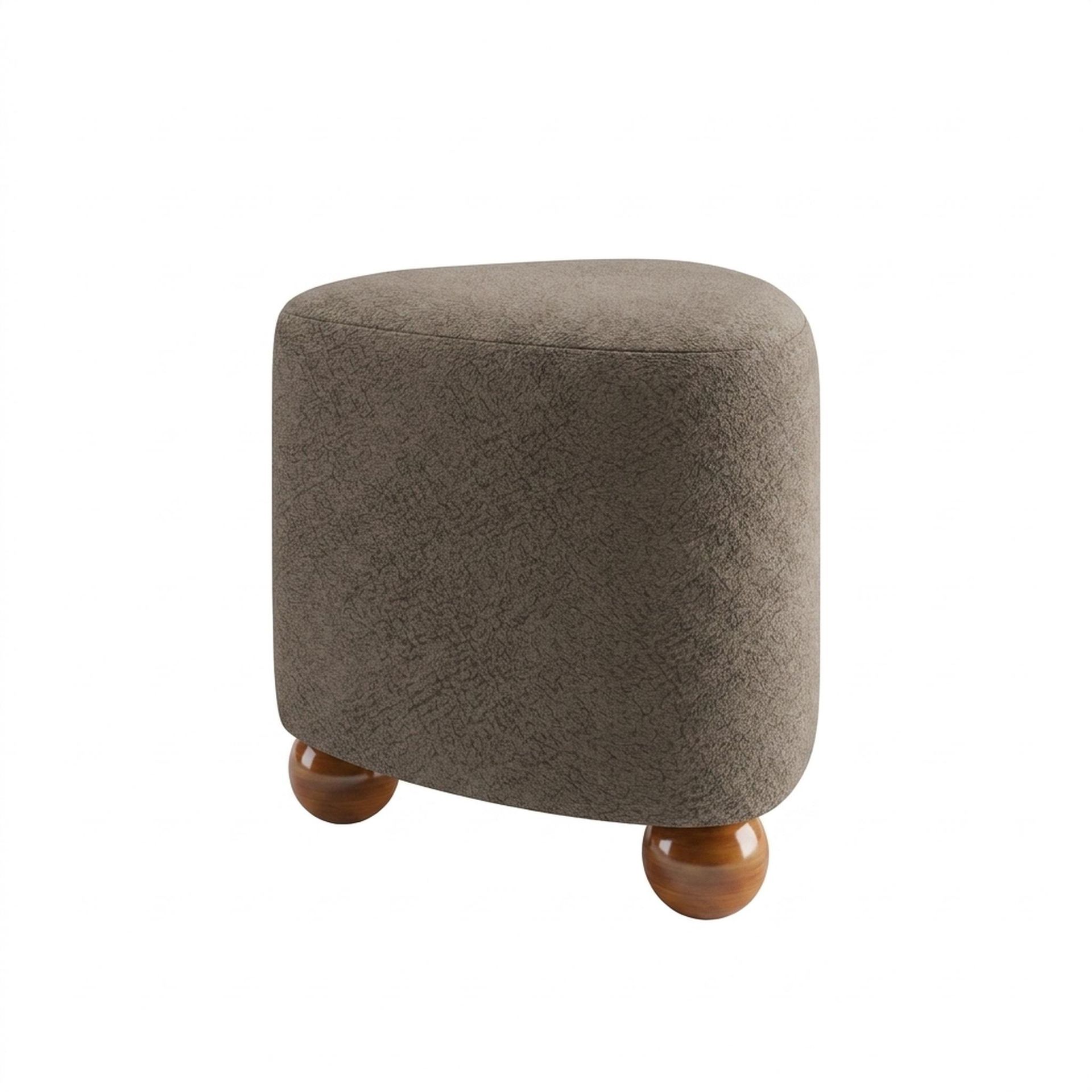 Hayden Home Premium Curved Triad Pouf, Warm Cedar Legs, Essential Biscuit Upholstery