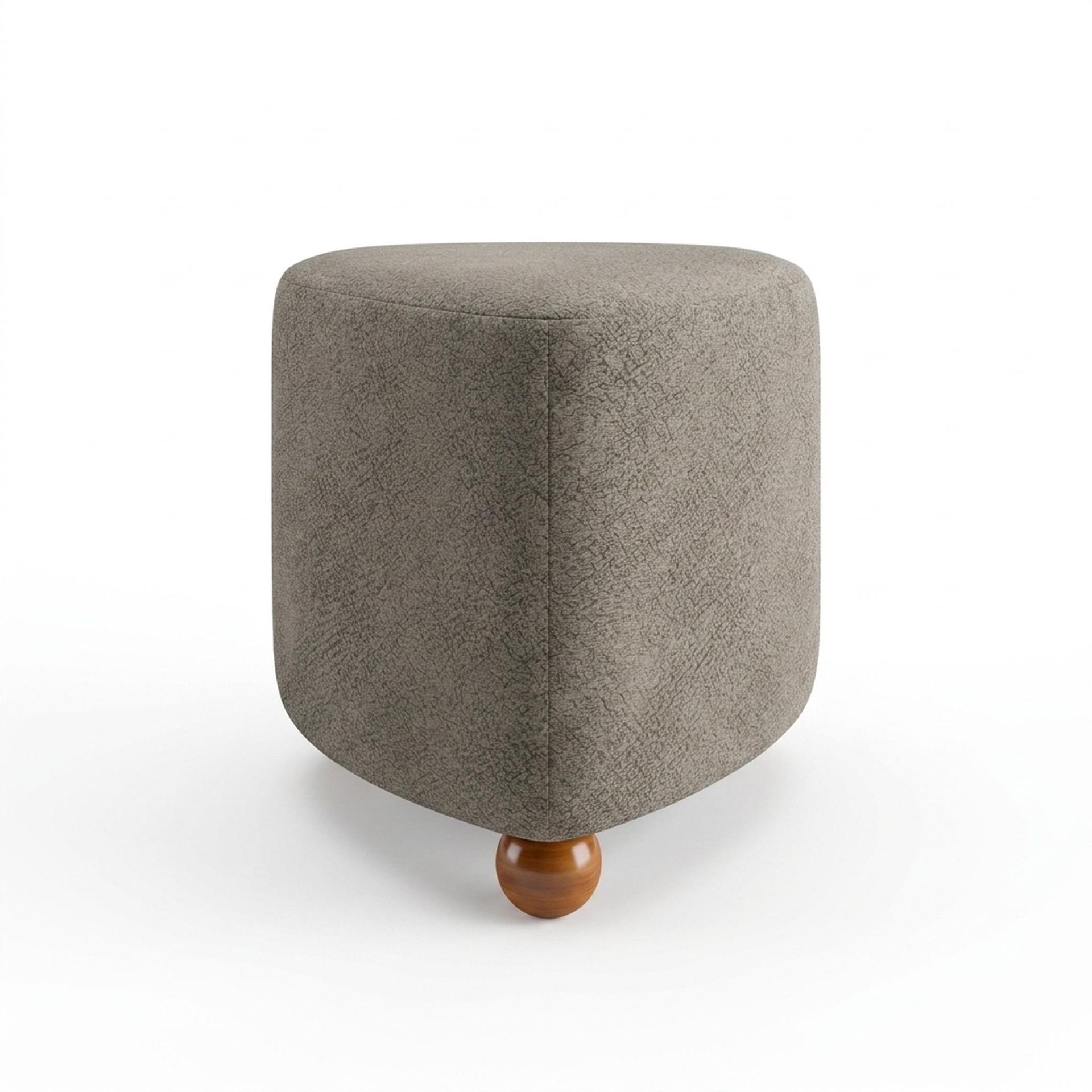 Hayden Home Premium Curved Triad Pouf, Warm Cedar Legs, Essential Biscuit Upholstery