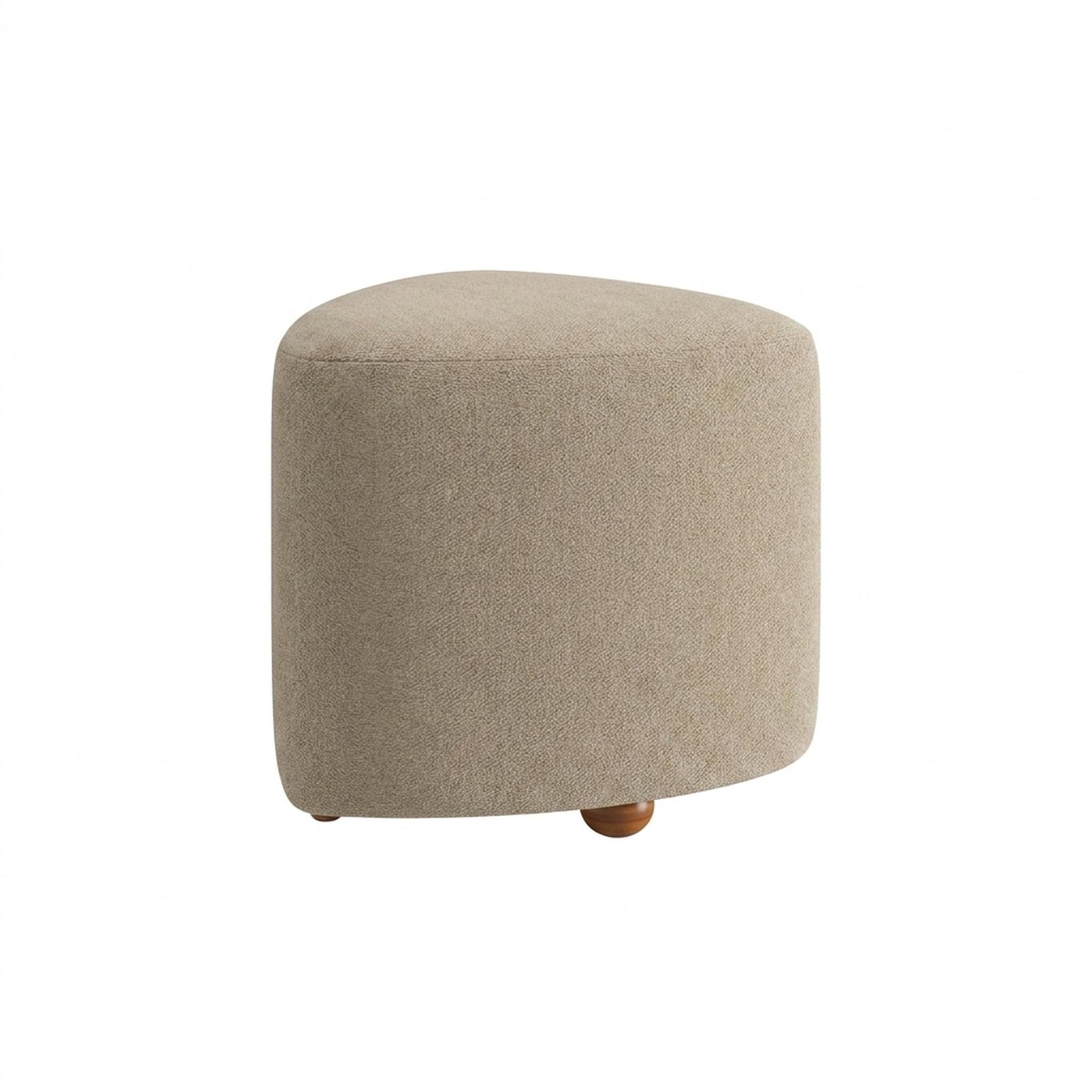 Hayden Home Premium Curved Triad Pouf, Warm Cedar Legs, Premium Alabaster Upholstery