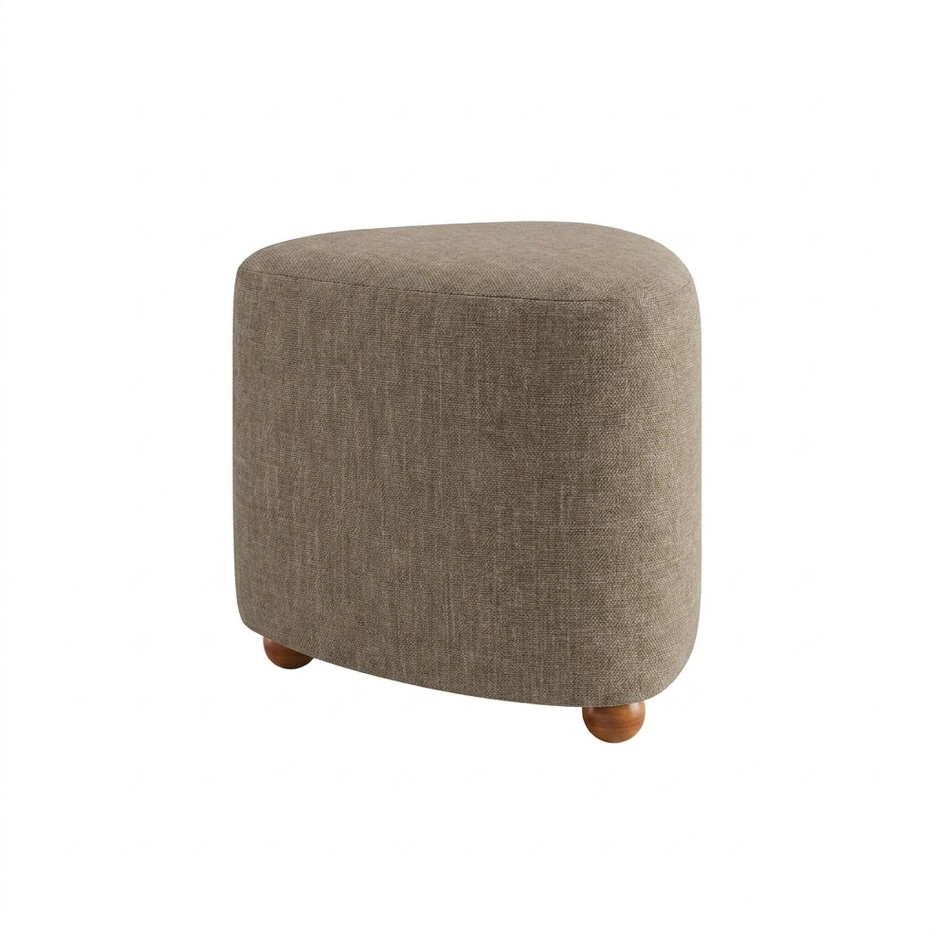 Hayden Home Premium Curved Triad Pouf, Warm Cedar Legs, Premium Dusky Biege Upholstery