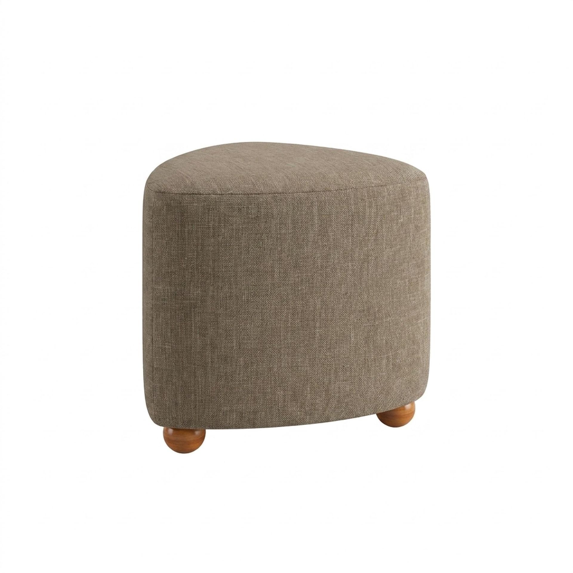 Hayden Home Premium Curved Triad Pouf, Warm Cedar Legs, Premium Dusky Biege Upholstery
