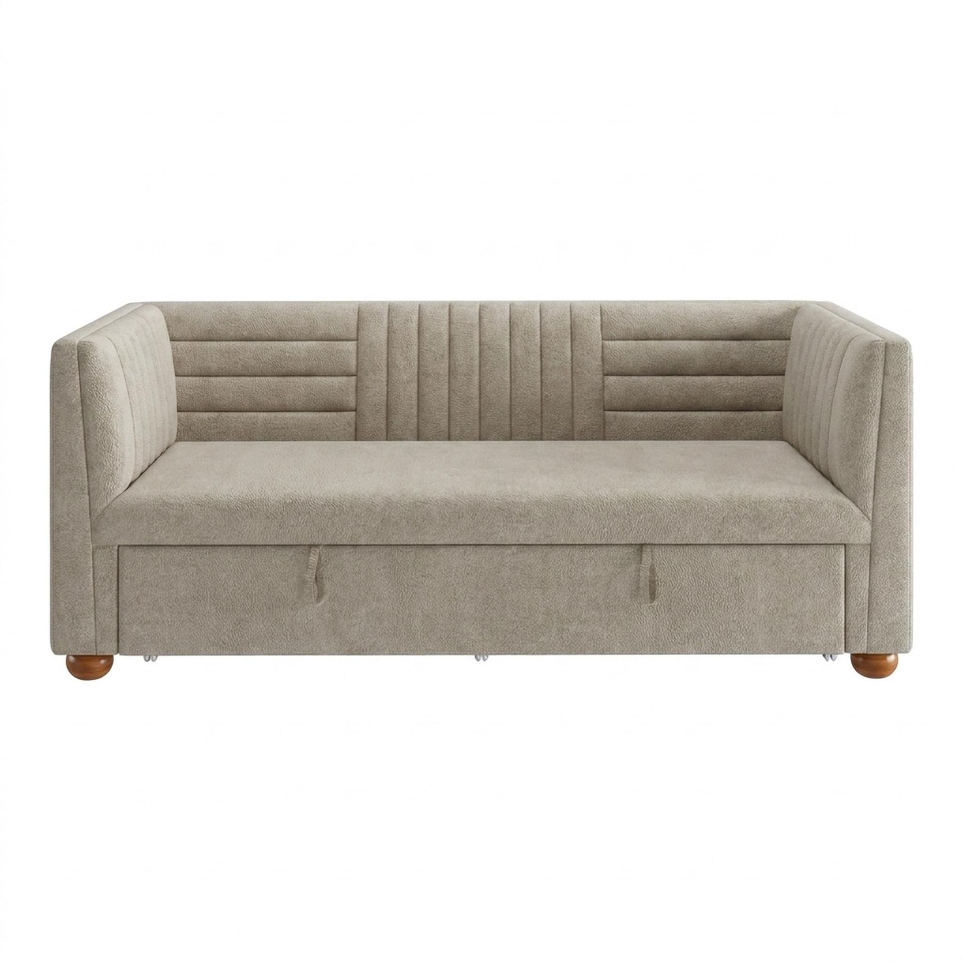 Hayden Home Premium Grove Gather Sofa Bed, Warm Cedar Legs, Essential Bone Upholstery