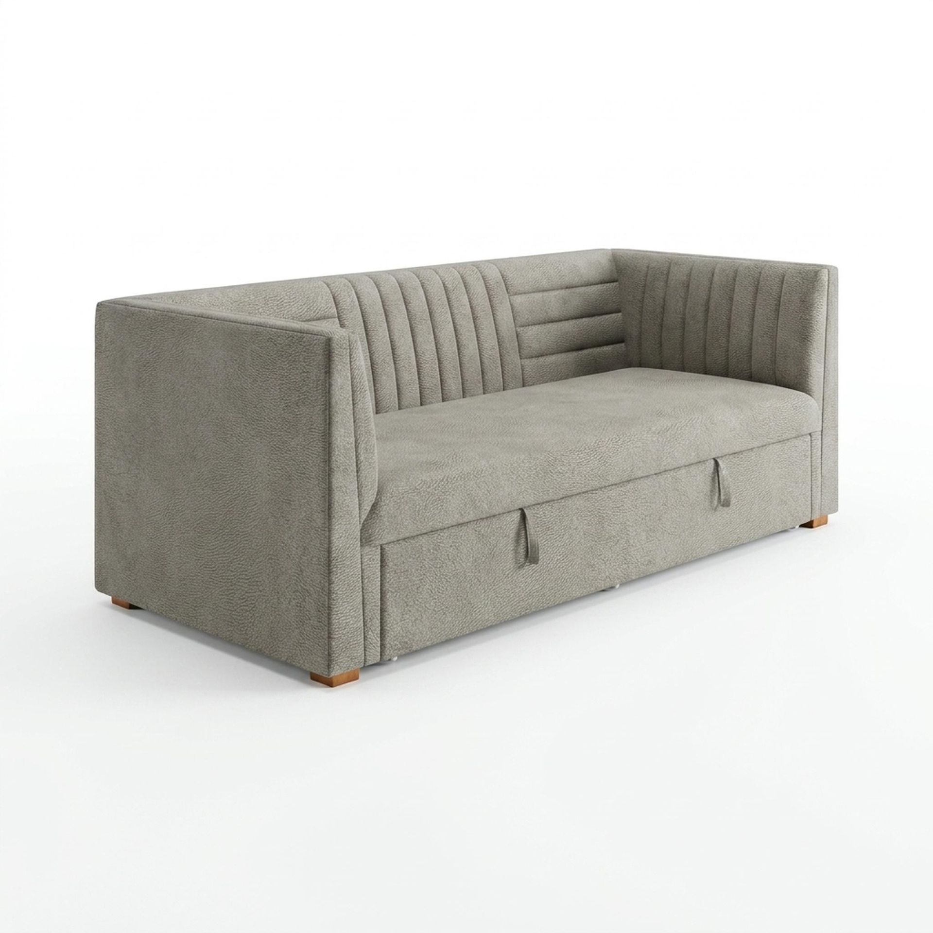 Hayden Home Premium Grove Gather Sofa Bed, Warm Cedar Legs, Essential Bone Upholstery