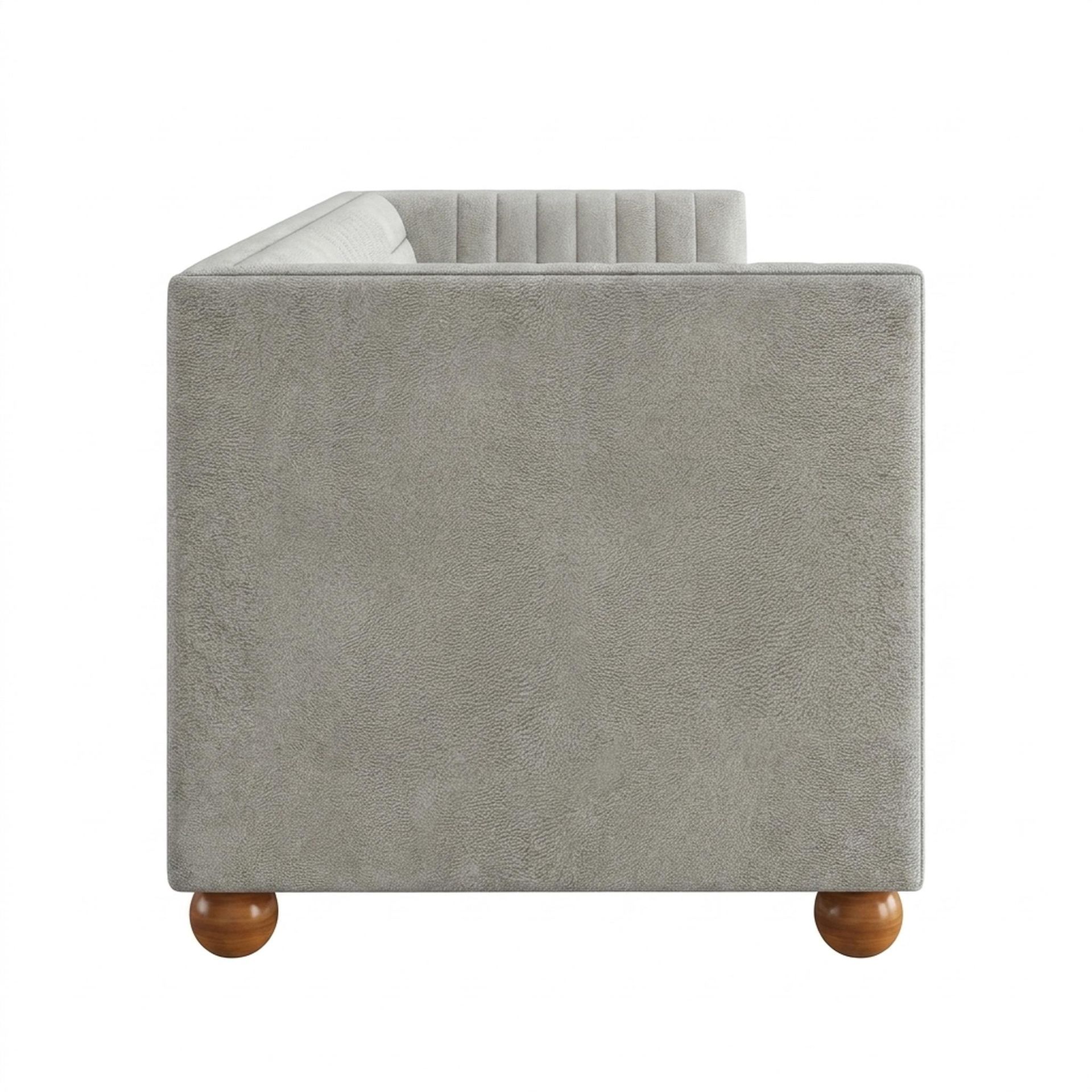 Hayden Home Premium Grove Gather Sofa Bed, Warm Cedar Legs, Essential Bone Upholstery