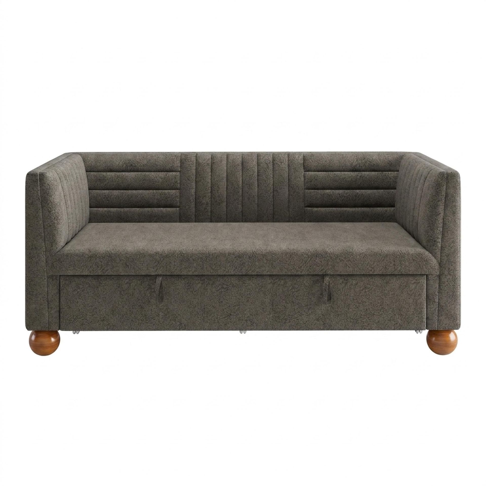 Hayden Home Premium Grove Gather Sofa Bed, Warm Cedar Legs, Essential Biscuit Upholstery