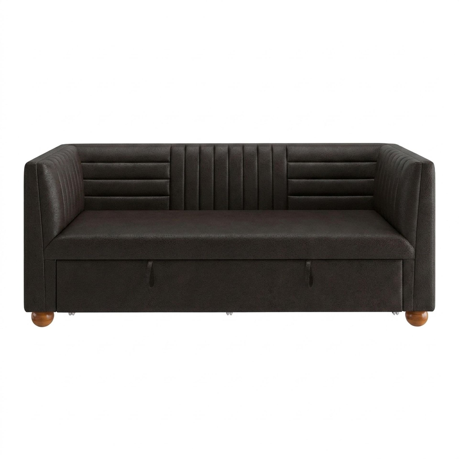 Hayden Home Premium Grove Gather Sofa Bed, Warm Cedar Legs, Essential Beige Brown Upholstery