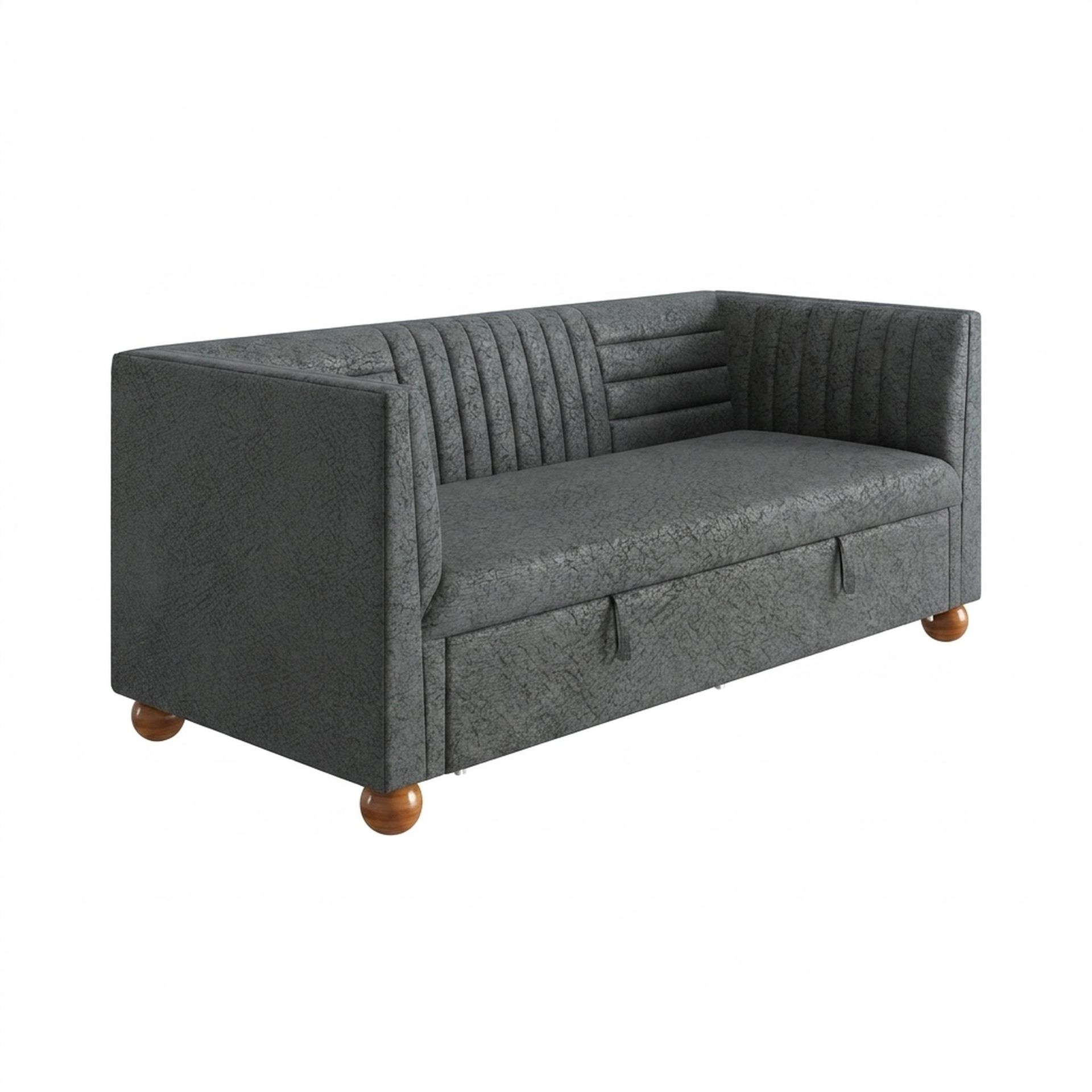 Hayden Home Premium Grove Gather Sofa Bed, Warm Cedar Legs, Essential Frost Upholstery
