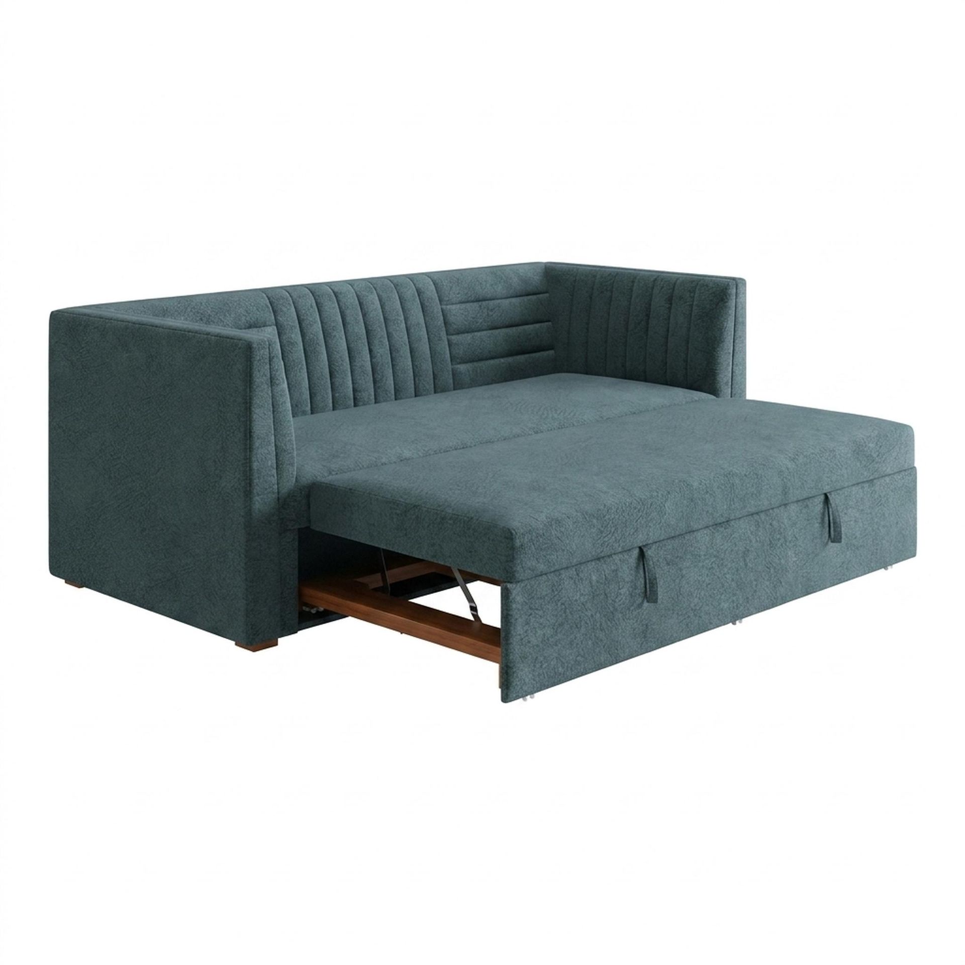 Hayden Home Premium Grove Gather Sofa Bed, Warm Cedar Legs, Essential Teal Mist Upholstery