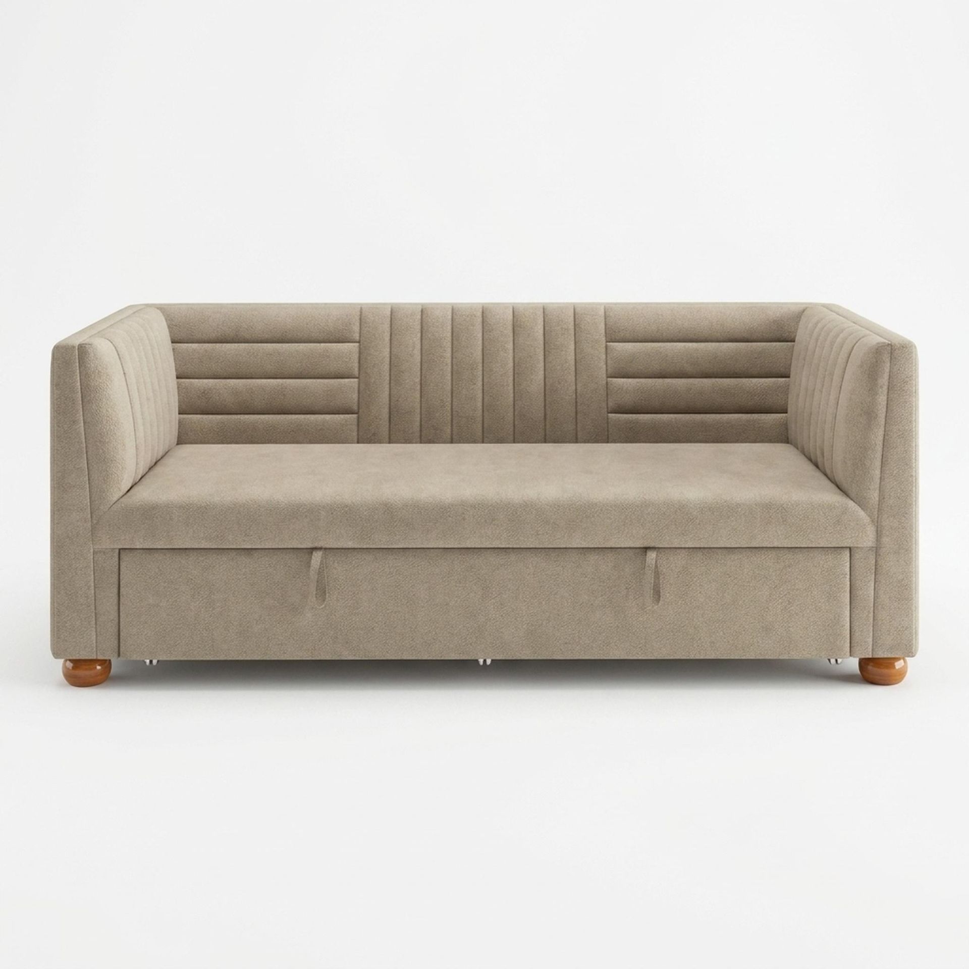 Hayden Home Premium Grove Gather Sofa Bed, Warm Cedar Legs, Premium Alabaster Upholstery